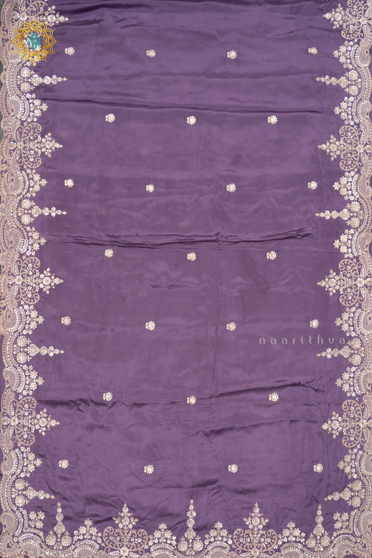 LAVENDER - CREPE PARTY WEAR SAREE WITH READYMADE BLOUSE
