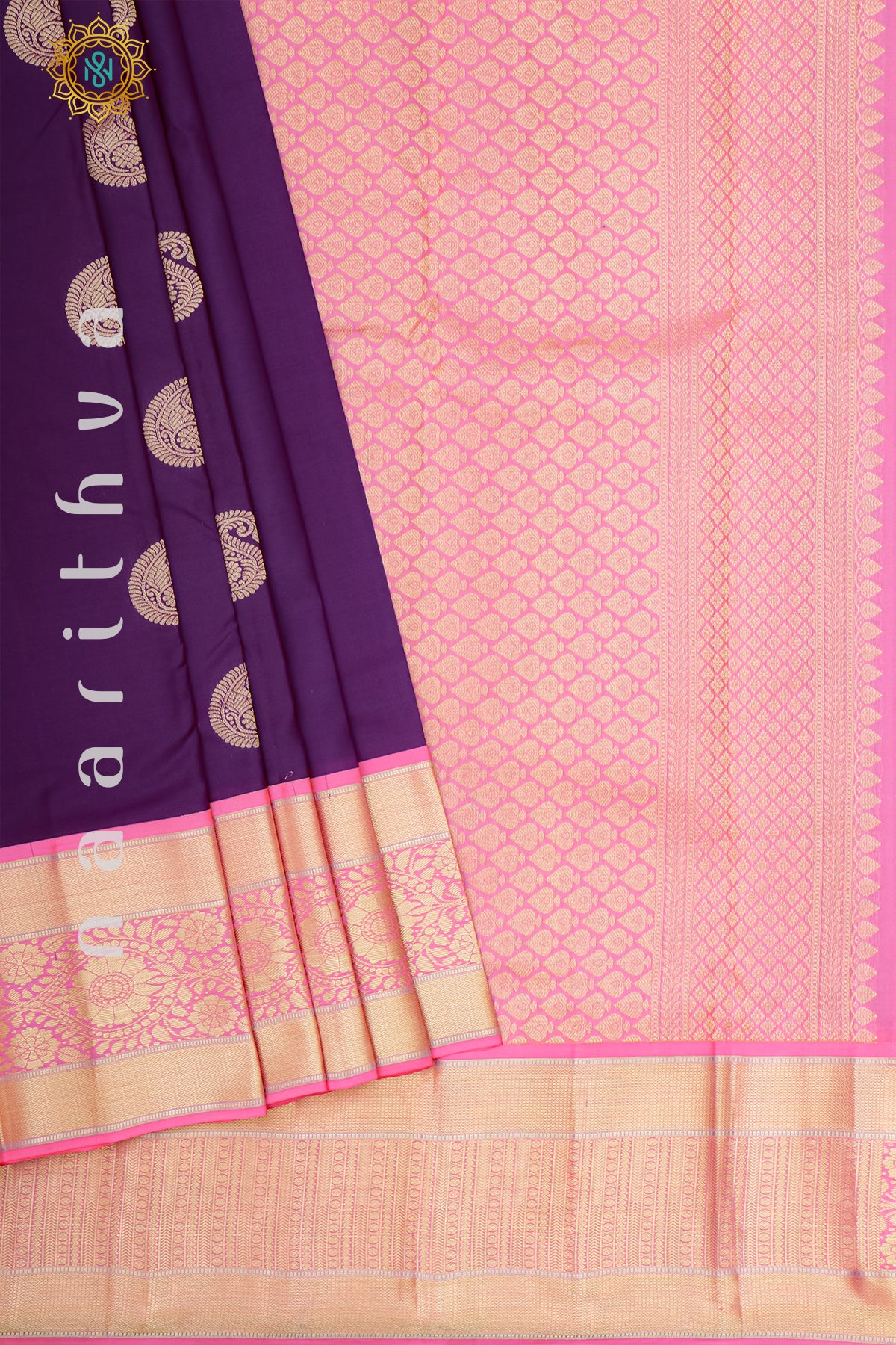 PURPLE WITH PINK - PURE KANJIVARAM SILK