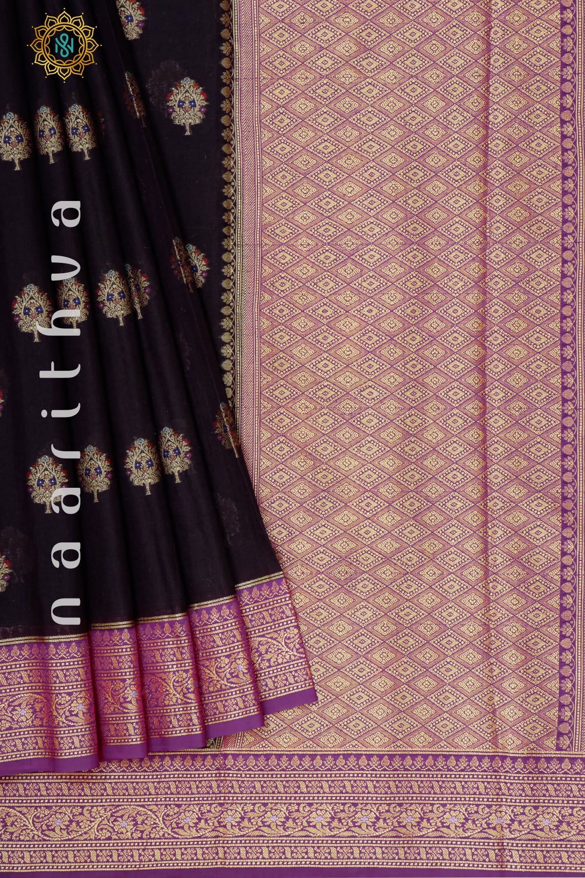 BLACK WITH MAGENTA - JUTE COTTON