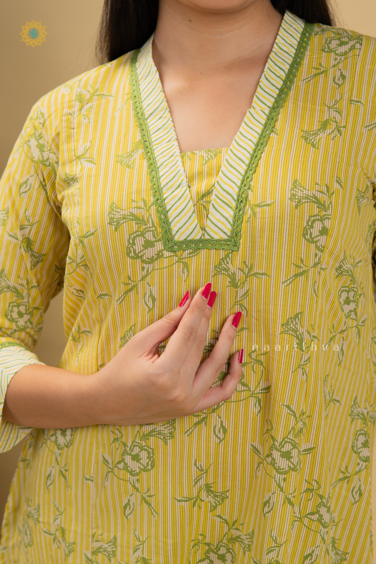 YELLOW - COTTON 2PC SALWAR SUIT WITH FLORAL PRINTED TOP & BOTTOM
