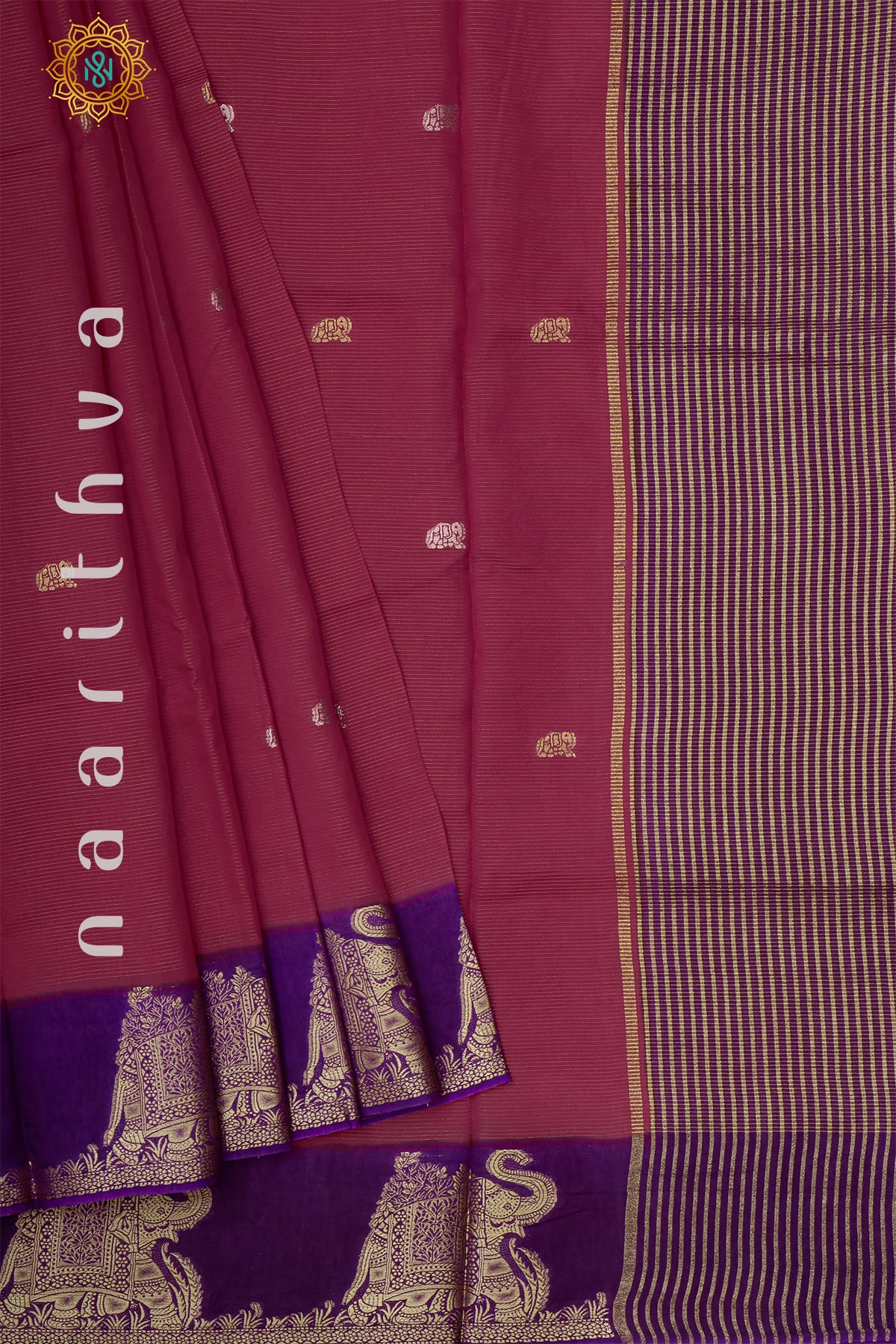 PINK WITH PURPLE - SEMI CREPE SILK