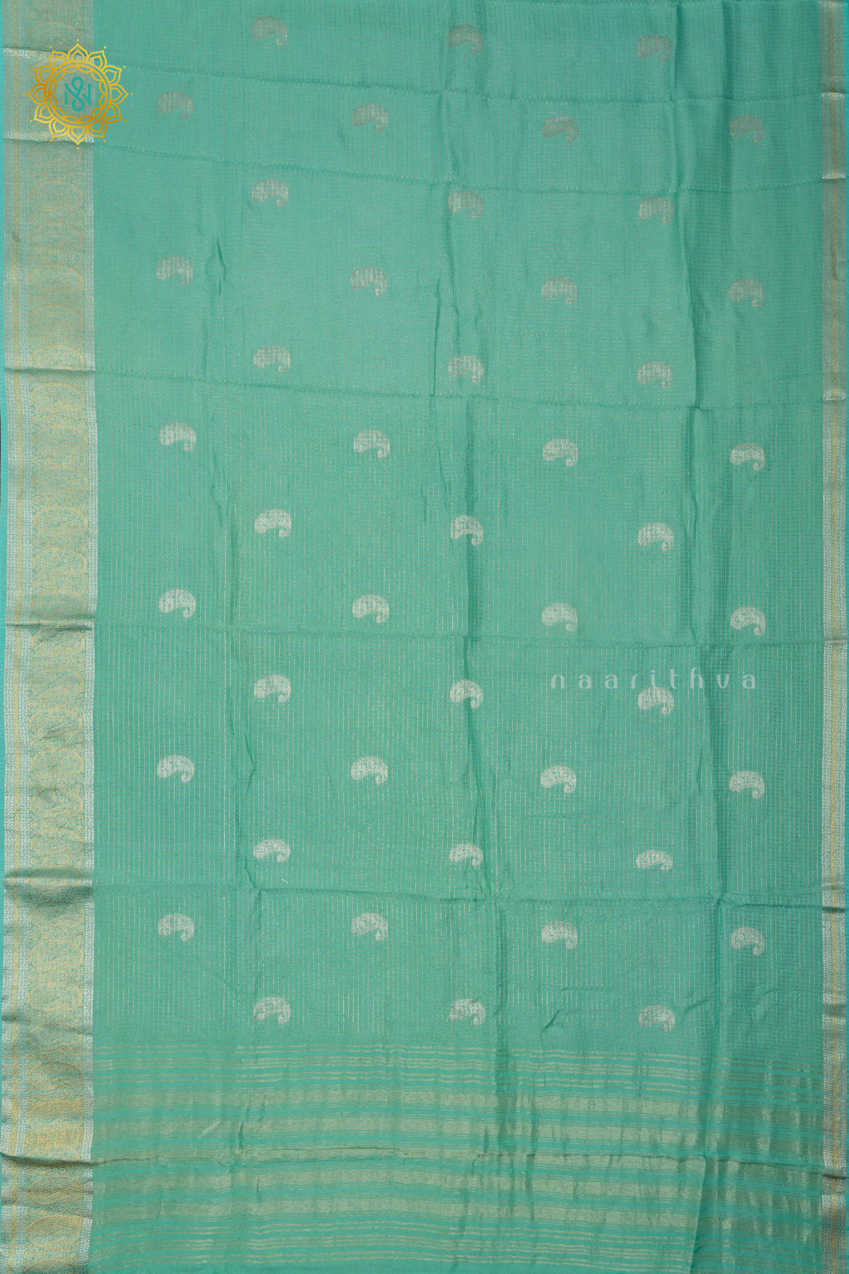 AQUA GREEN WITH BOTTLE GREEN - DOLA SILK