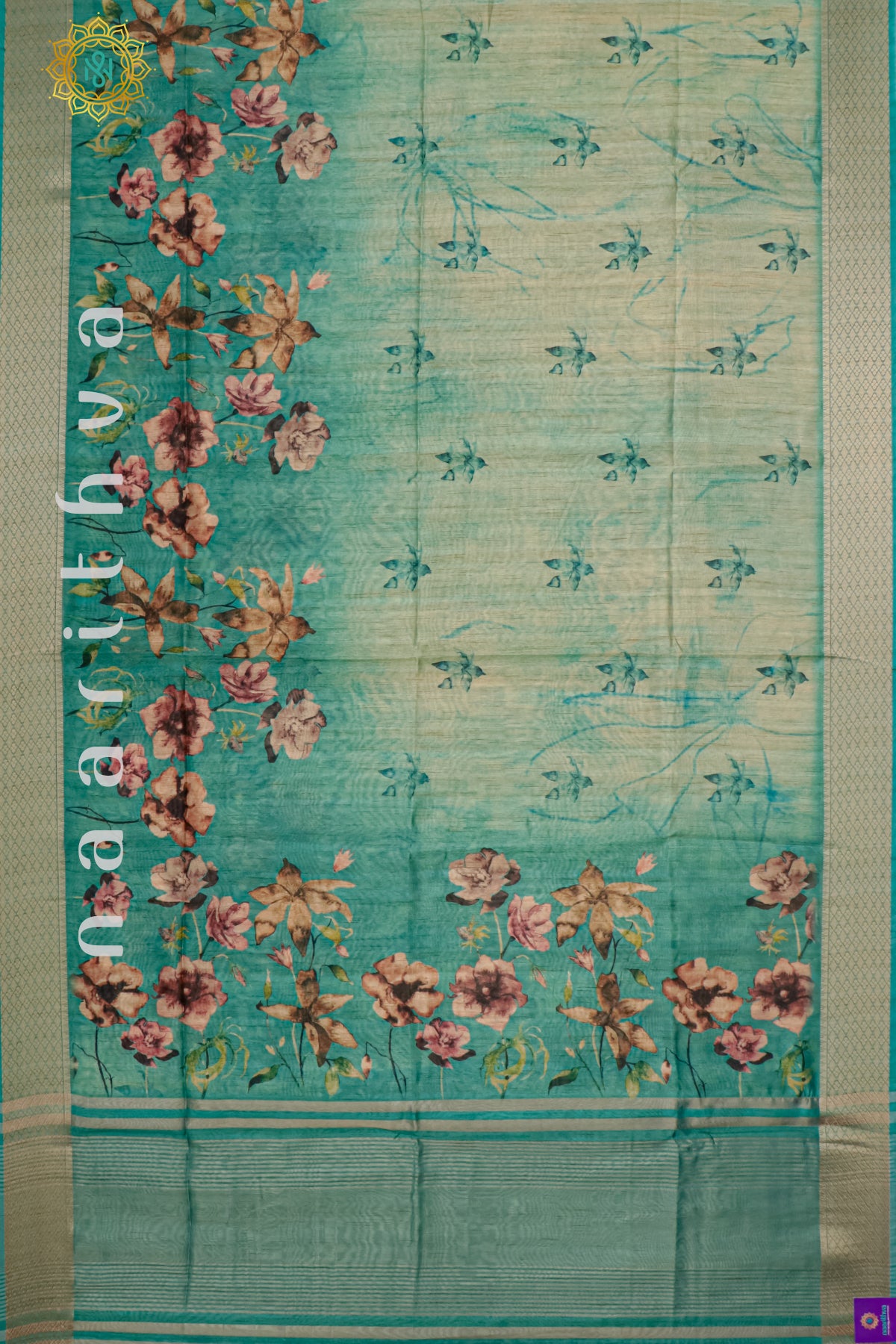 AQUA BLUE - SEMI TUSSAR SILK