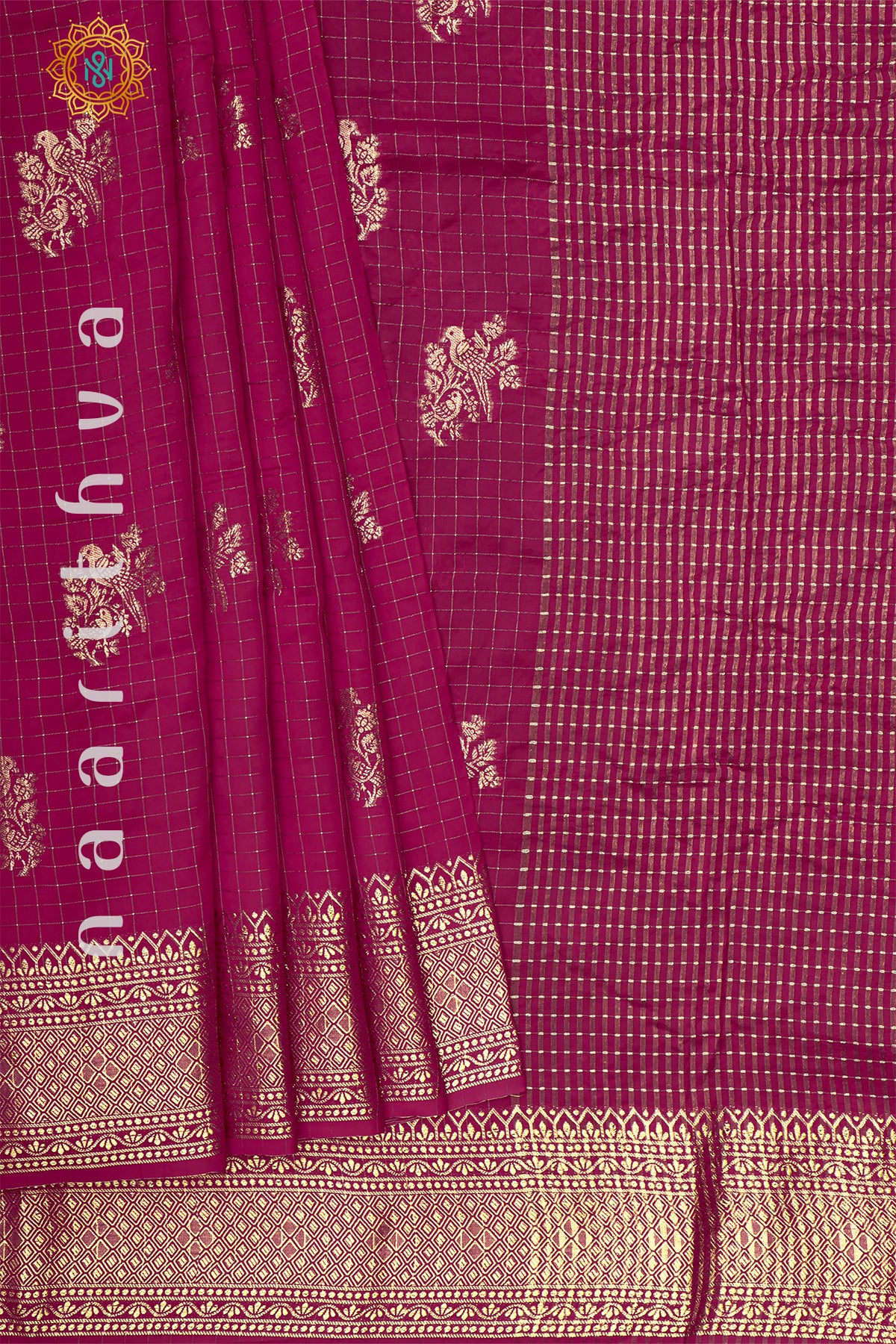 RANI PINK WITH PEACOCK BLUE - DOLA SILK