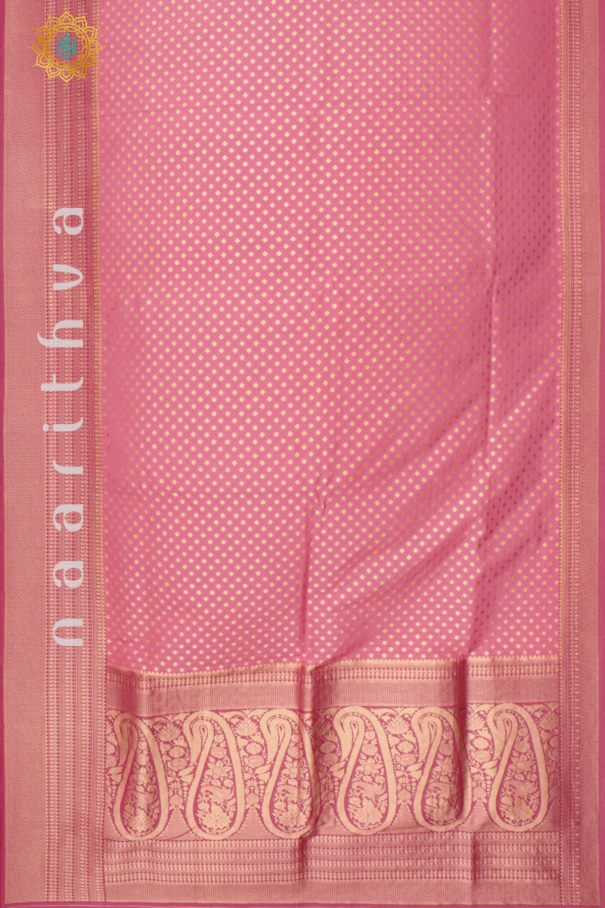 PEACHISH PINK WITH PINK - SEMI BANARASI GEORGETTE