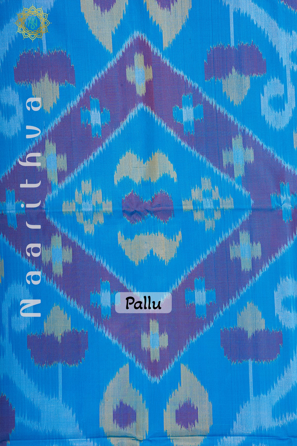 PURPLE WITH SKY BLUE - PURE IKAT SOFT SILK