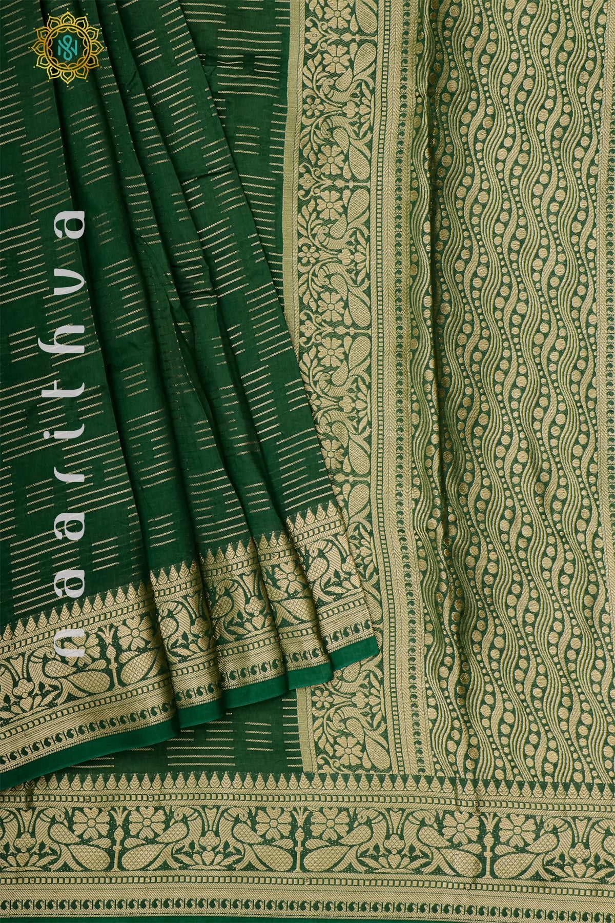 BOTTLE GREEN WITH PARROT GREEN - DOLA SILK