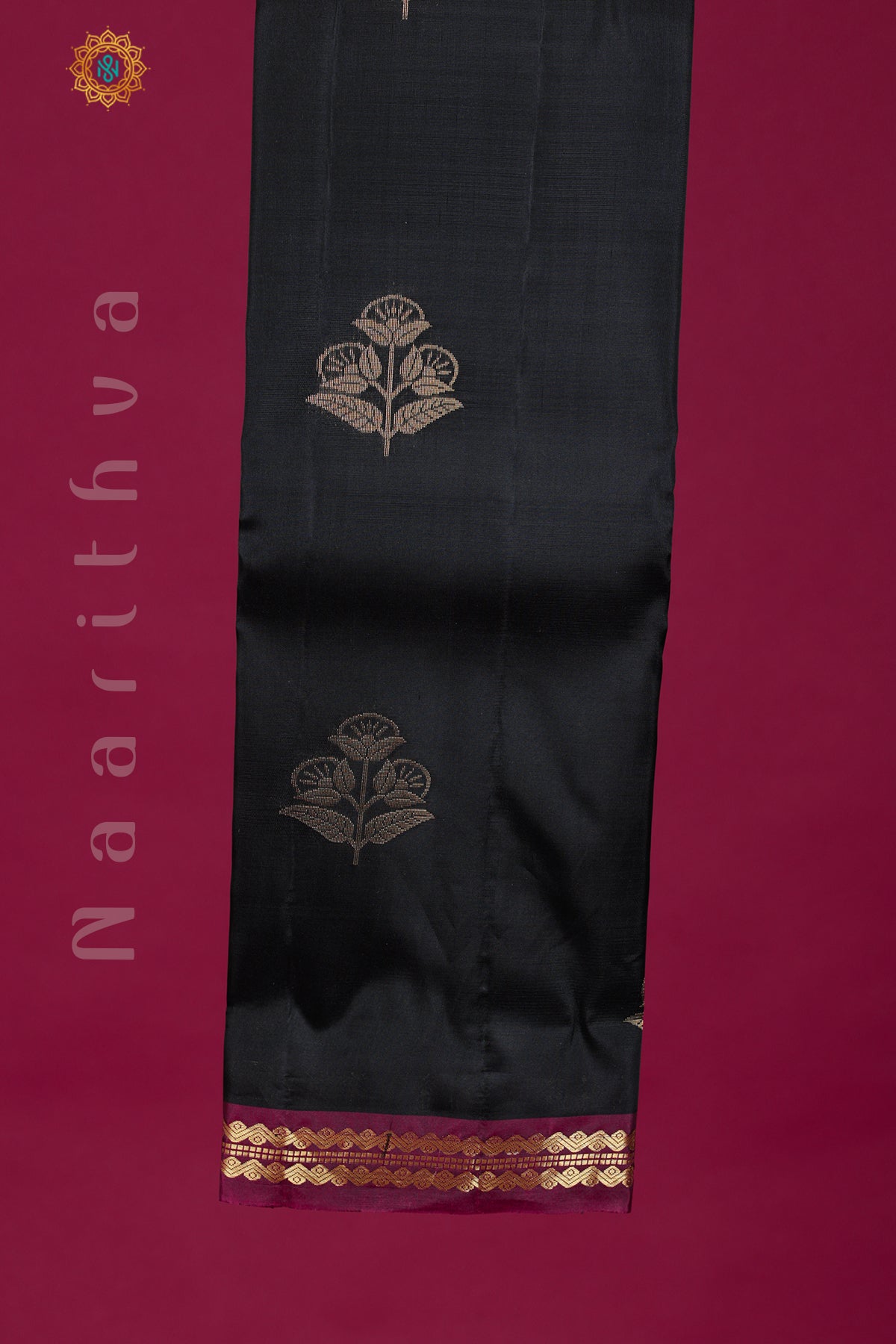 BLACK WITH MAGENTA - KANJIVARAM PURE MIX