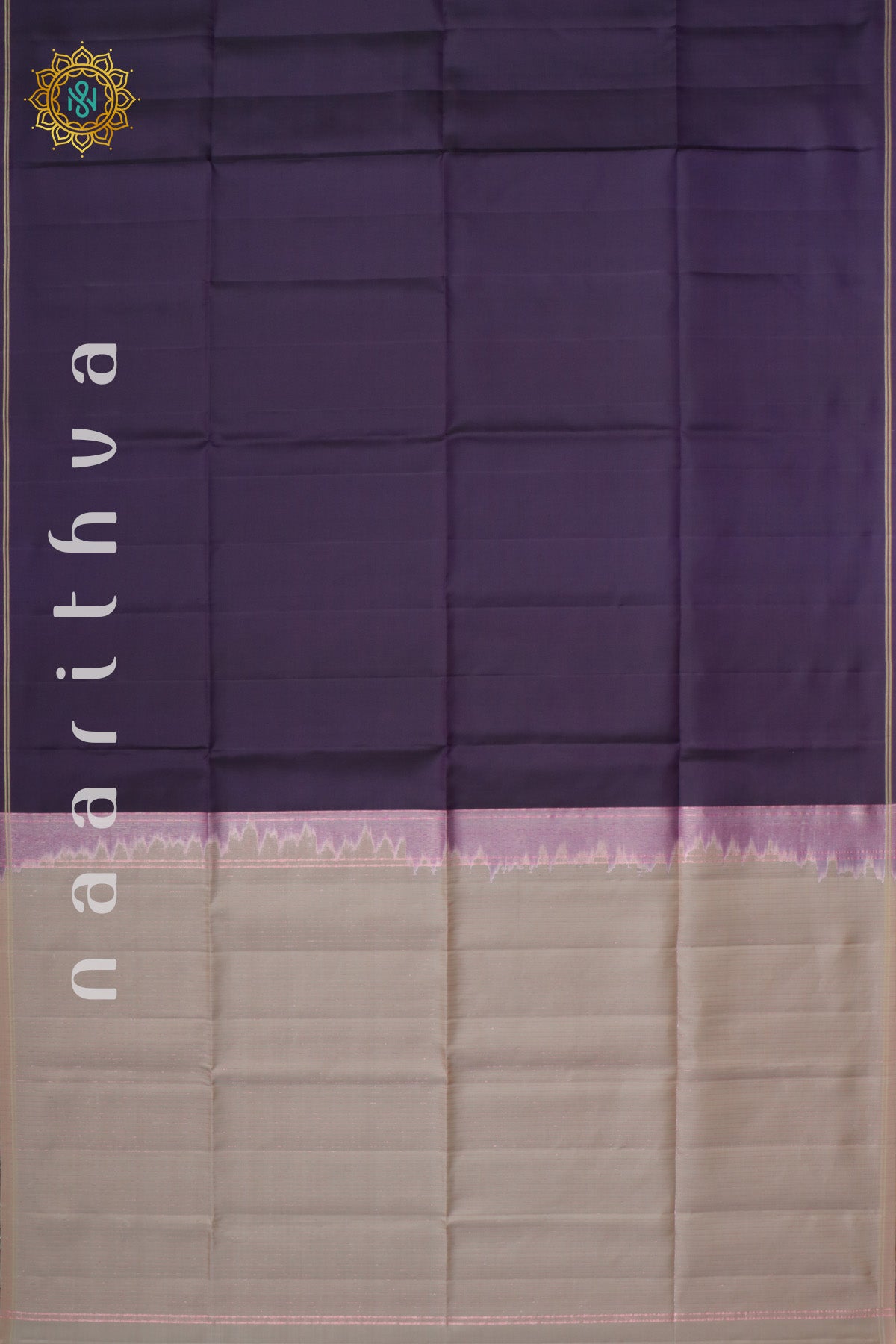 PURPLE WITH BEIGE - PURE KANJIVARAM SOFT SILK