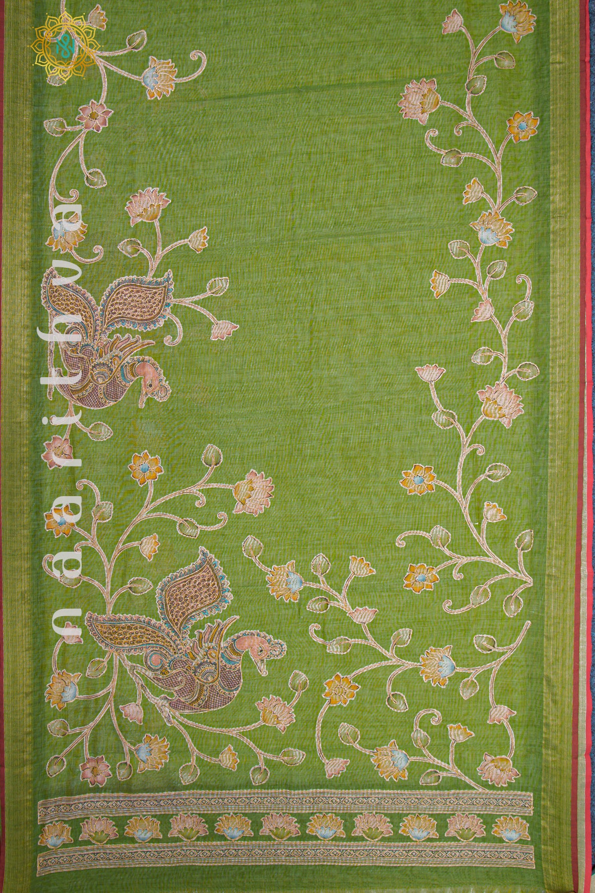 GREEN - KALAMKARI LINEN TISSUE