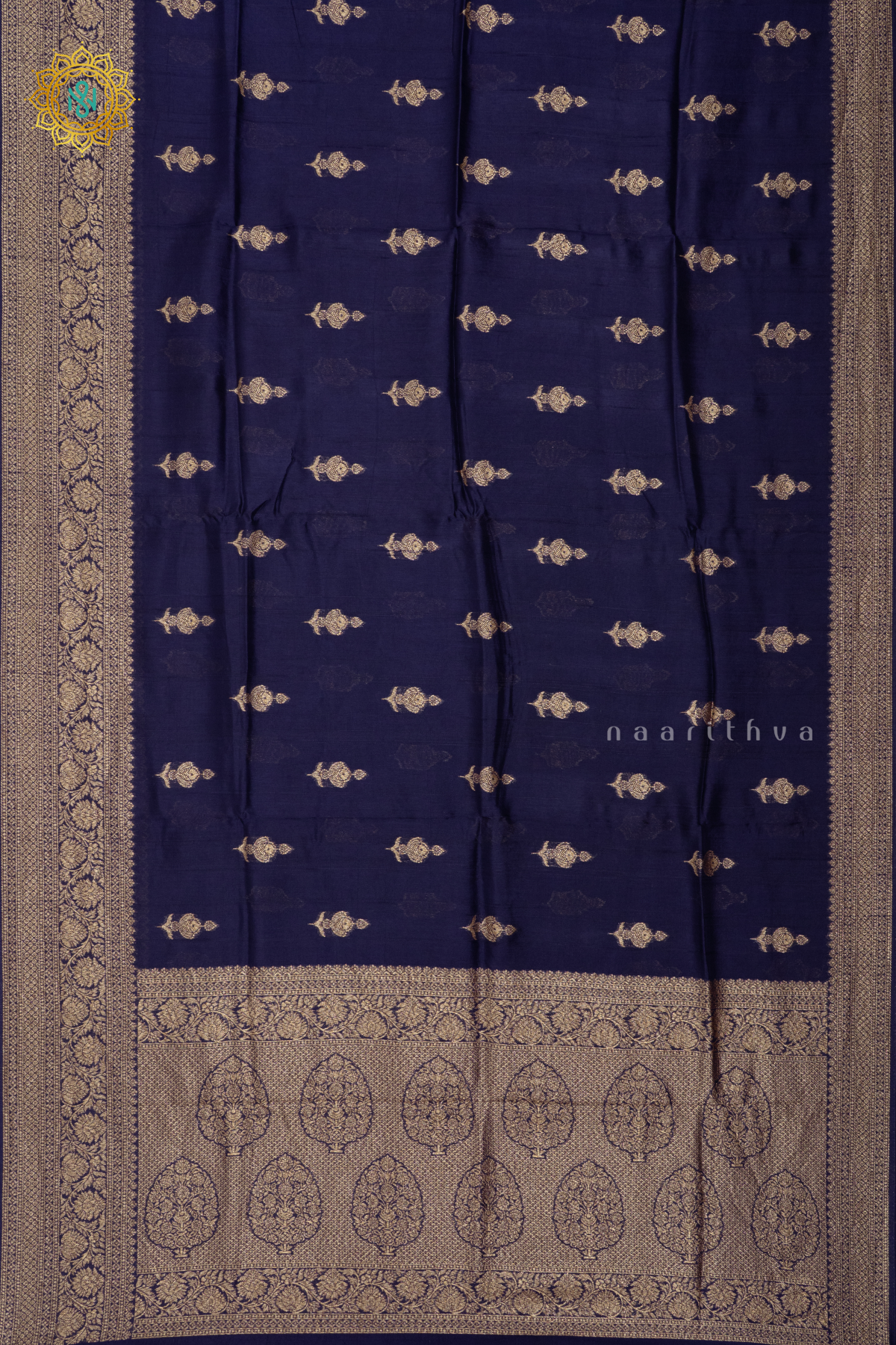 NAVY BLUE WITH WINE - SEMI TUSSAR SILK