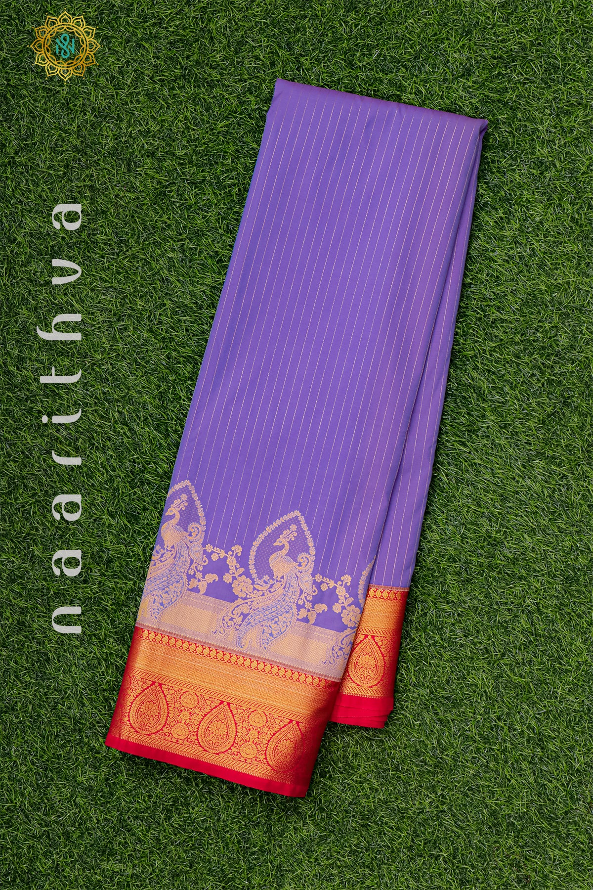 LAVENDER WITH RED - SEMI KANCHI