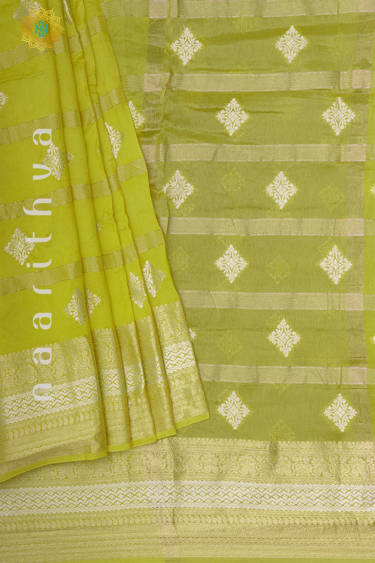 LEMON YELLOW WITH NAVY BLUE - DOLA SILK