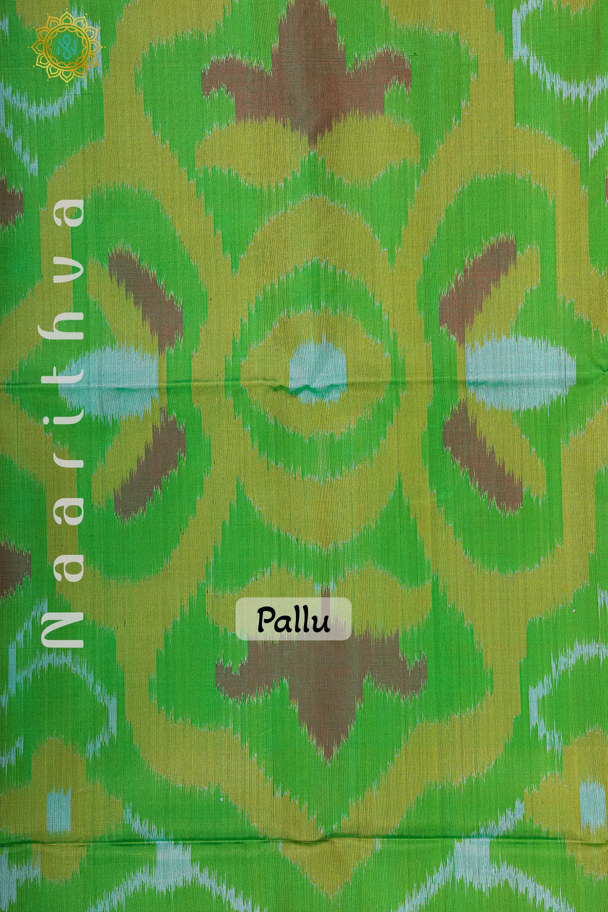 BROWN WITH GREEN - PURE IKAT SOFT SILK