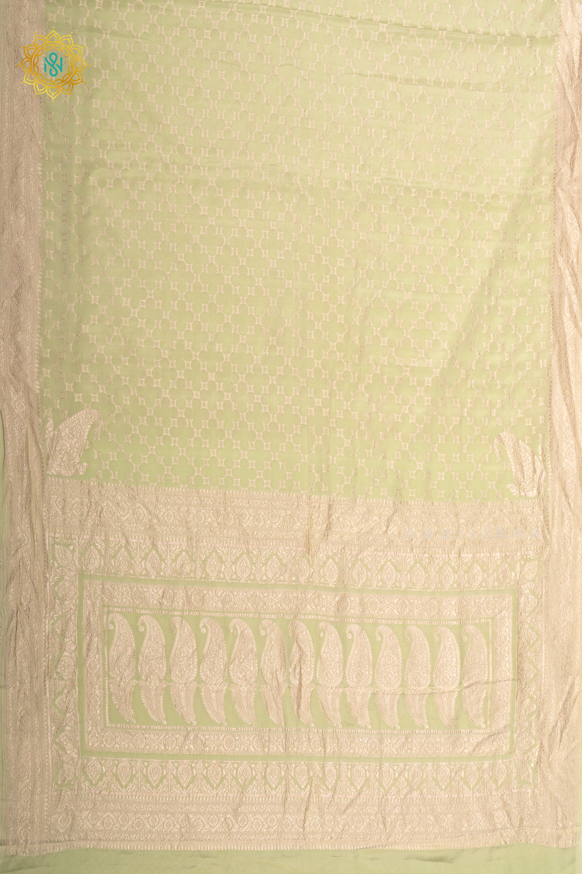 PISTA GREEN - PURE BANARASI CREPE SILK