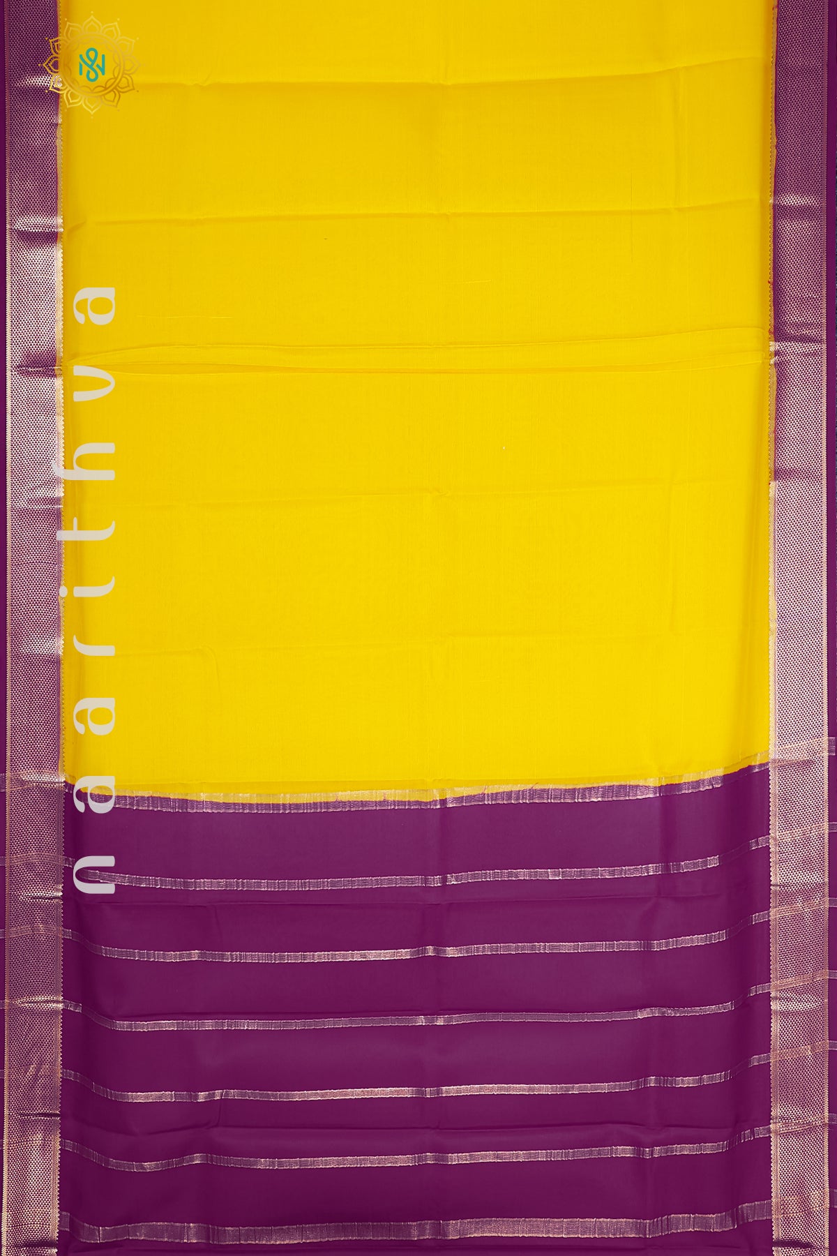 YELLOW WITH WINE - PURE MYSORE CREPE SILK