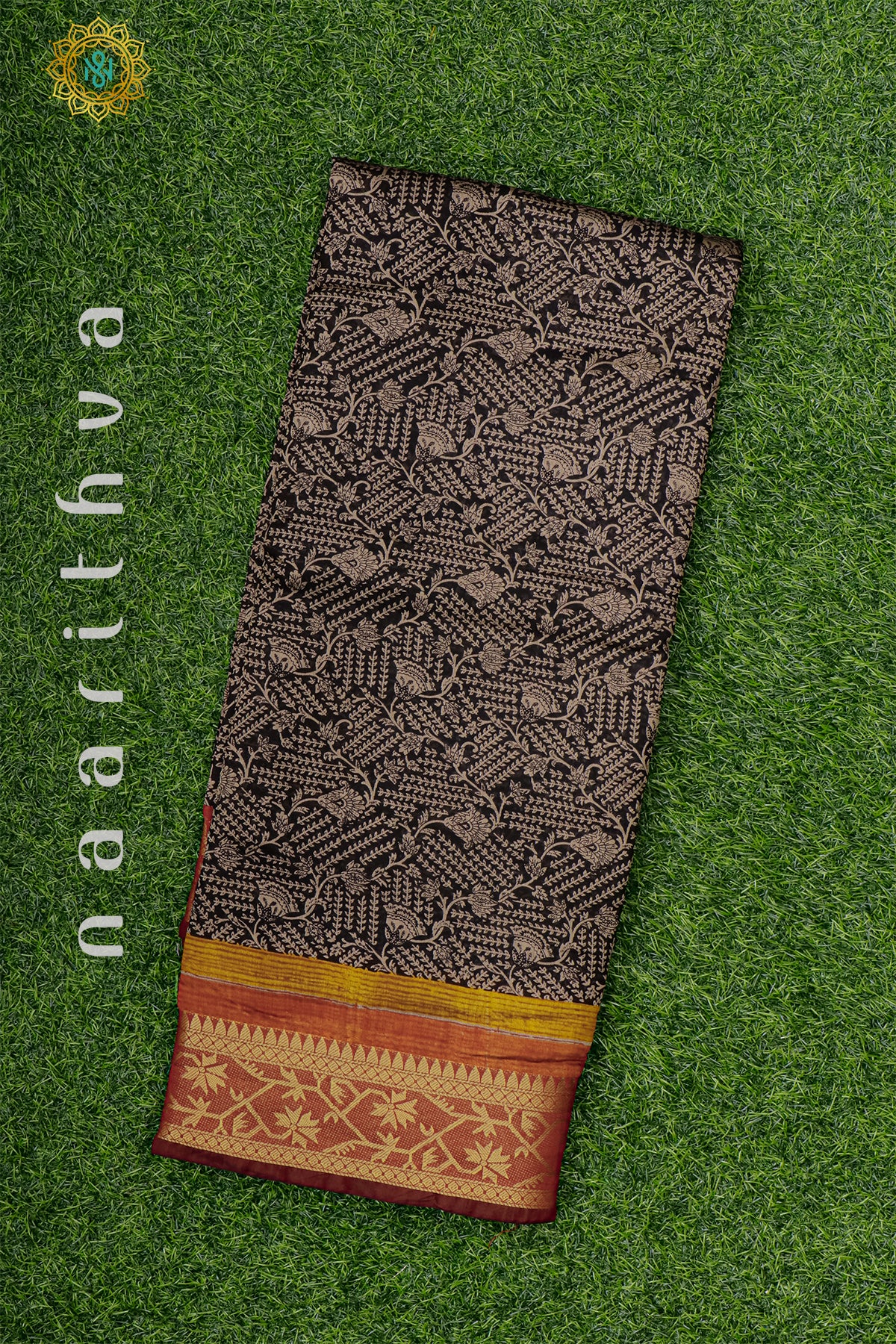 BLACK WITH MAROON - CHANDERI COTTON