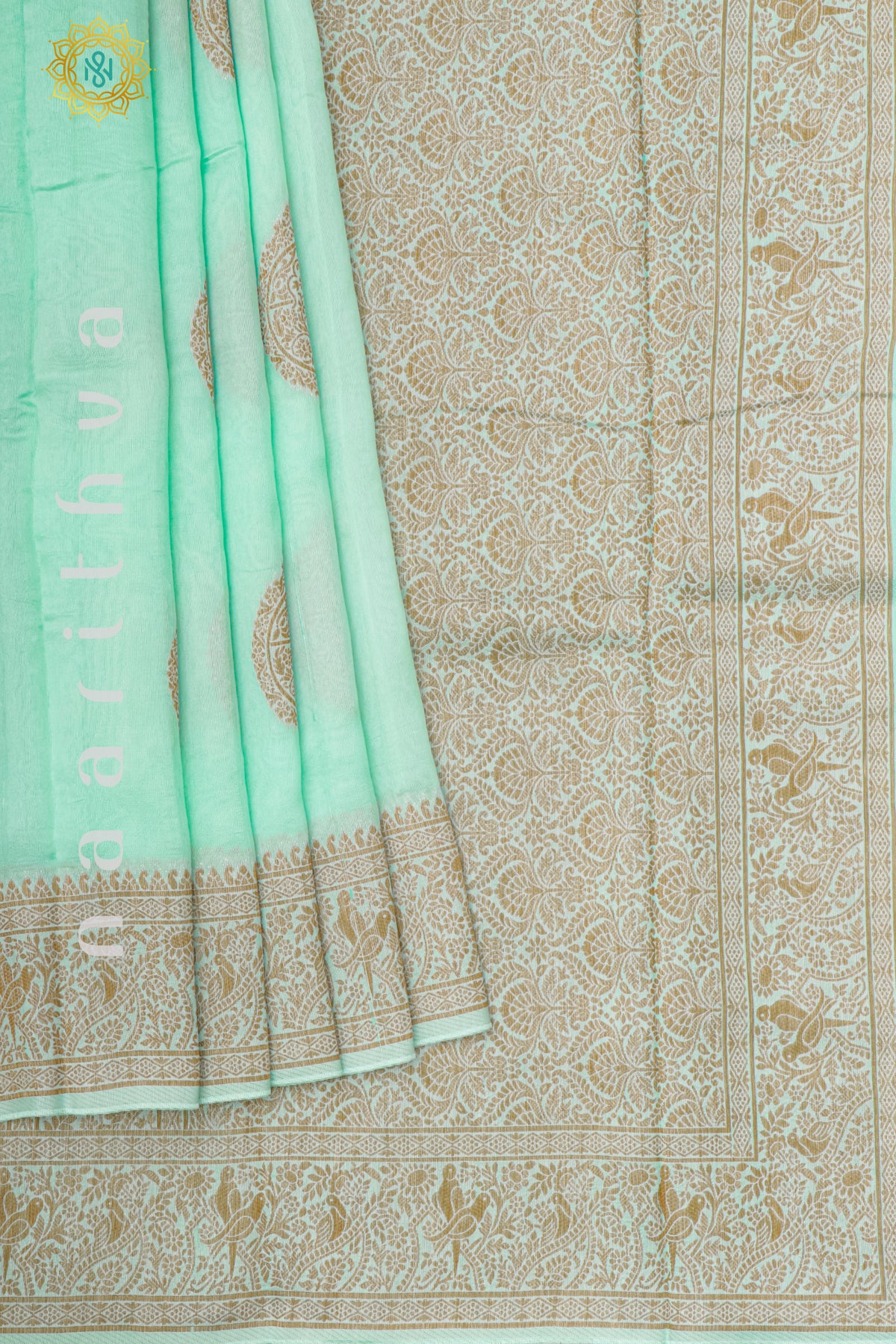 AQUA GREEN - SEMI RAW SILK