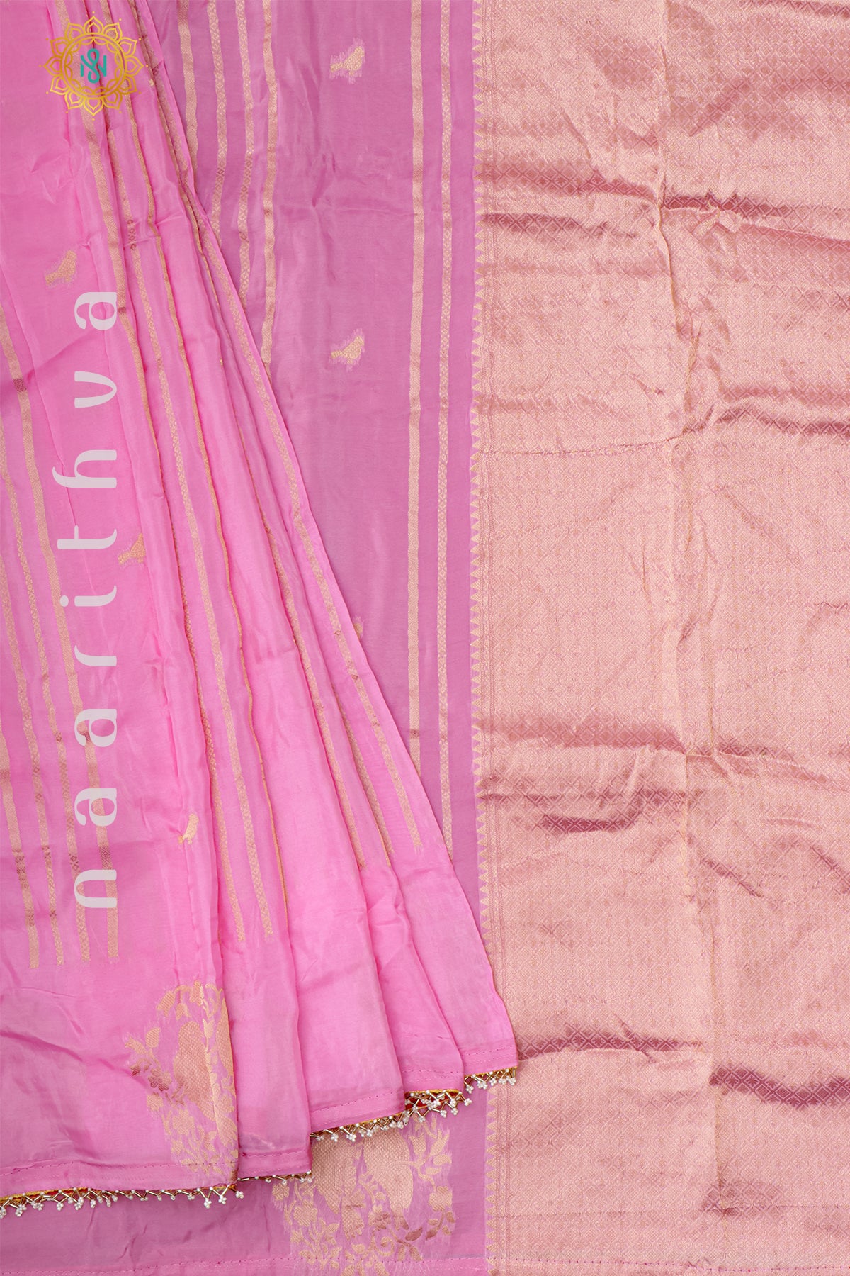 BABY PINK WITH RANI PINK - SEMI ORGANZA