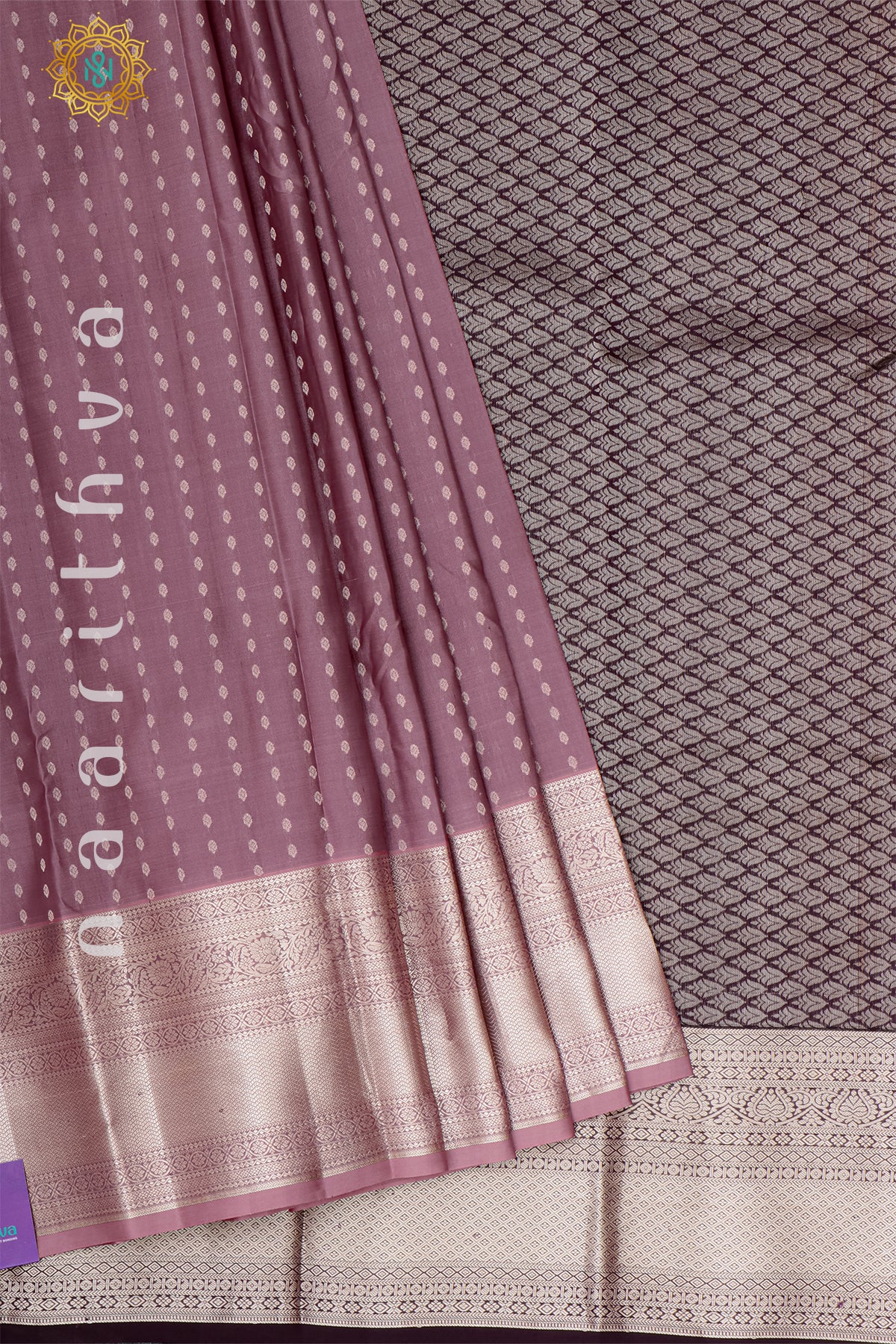 MAUVE WITH DEEP WINE - KANJIVARAM PURE MIX