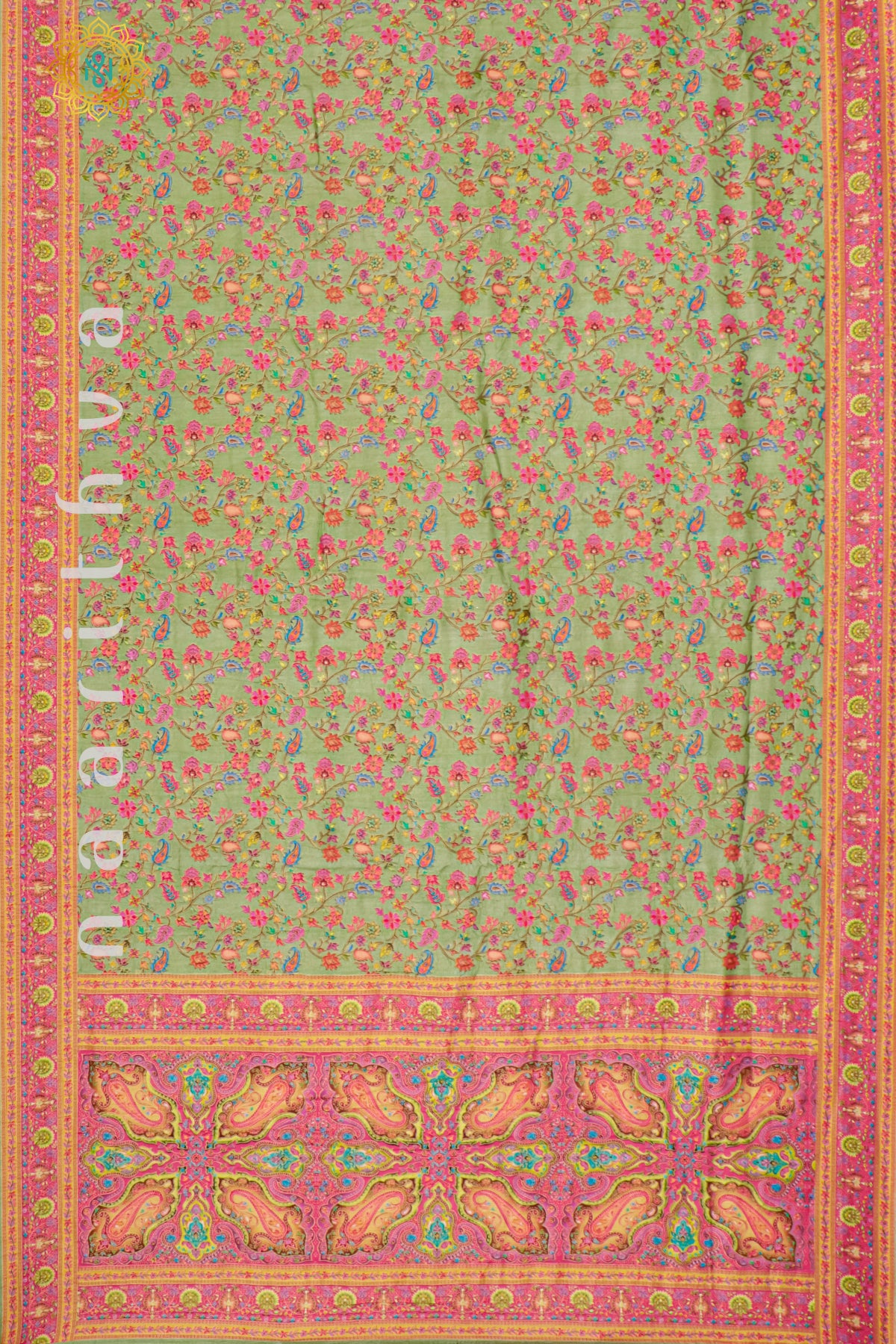 PISTA GREEN WITH PINK - DOLA SILK