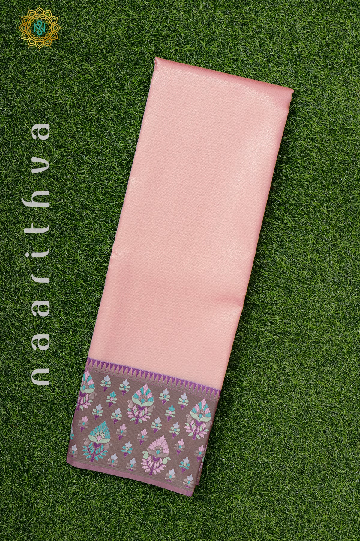 LIGHT PINK WITH PURPLE - SEMI KANCHI