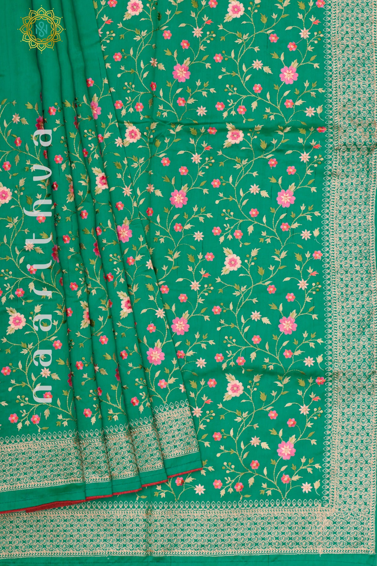 GREEN - SEMI TUSSAR SILK WITH EMBROIDERY