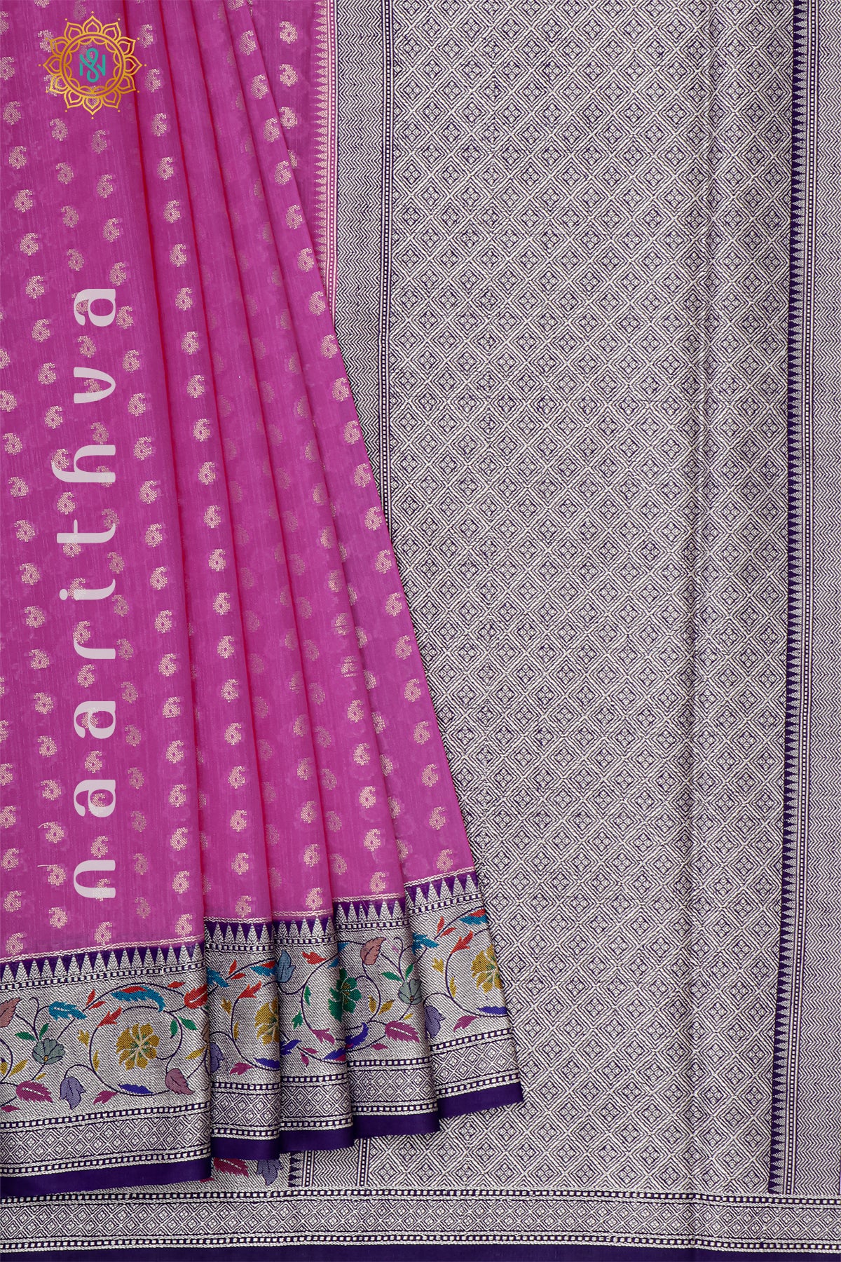 PINK WITH PURPLE - JUTE COTTON