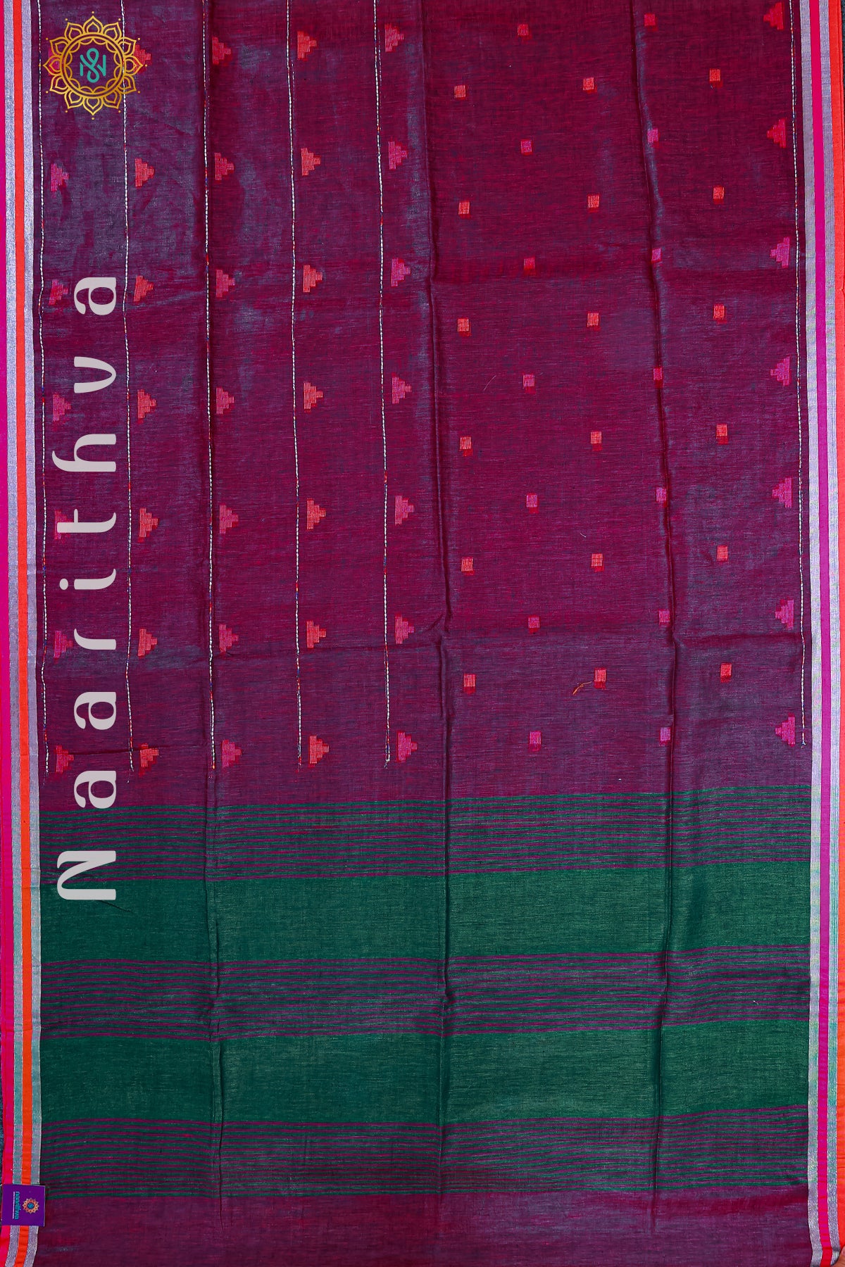 MAGENTA WITH GREEN - PURE LINEN