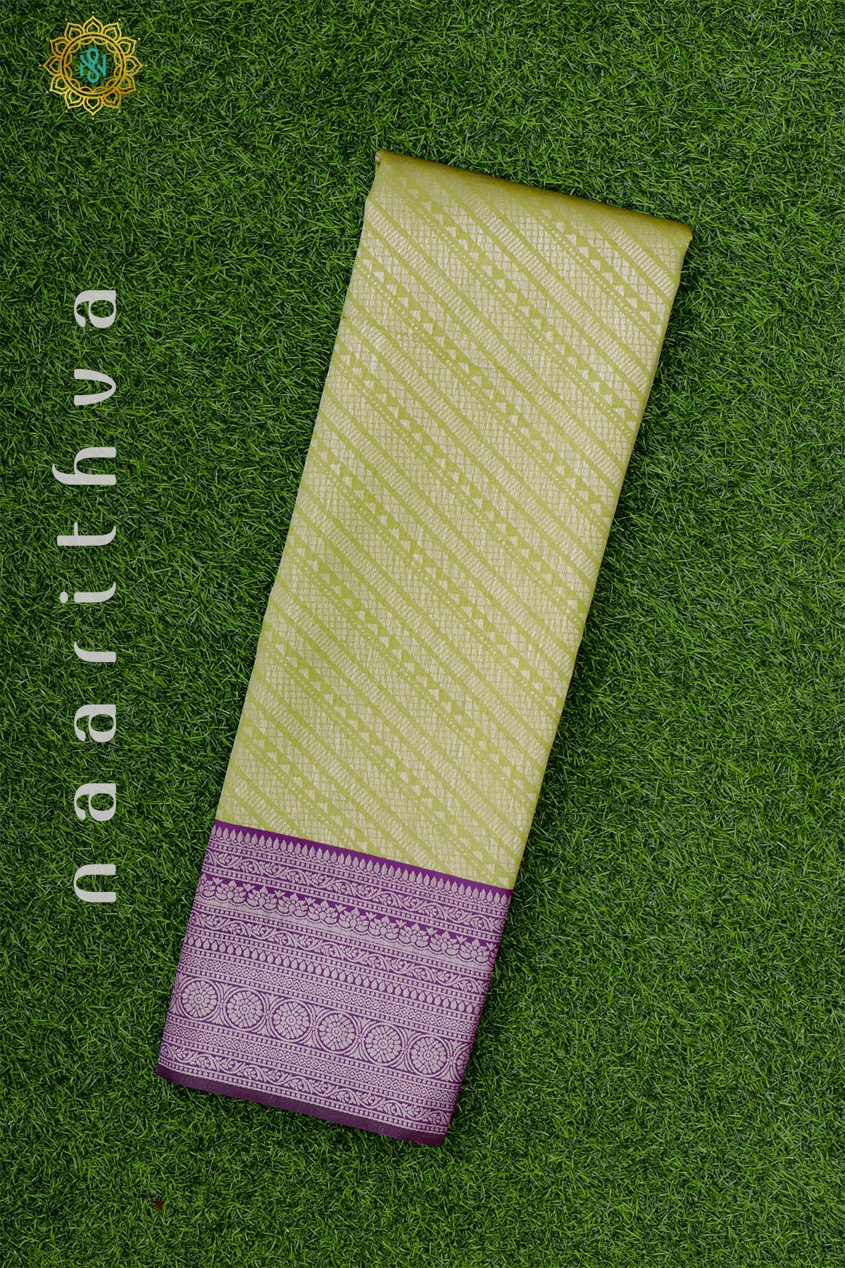 PISTA GREEN WITH PURPLE - SEMI KANCHI