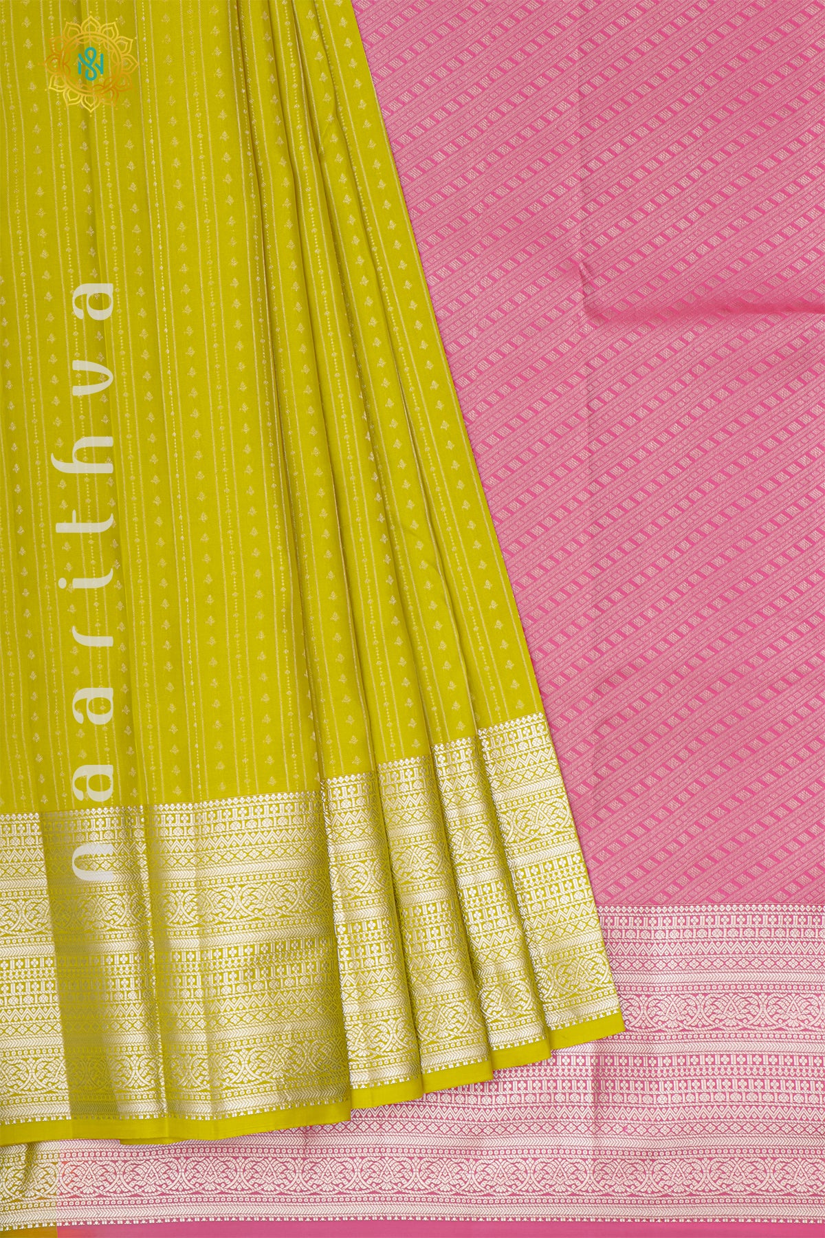 YELLOW WITH LIGHT PINK - KANJIVARAM PURE MIX