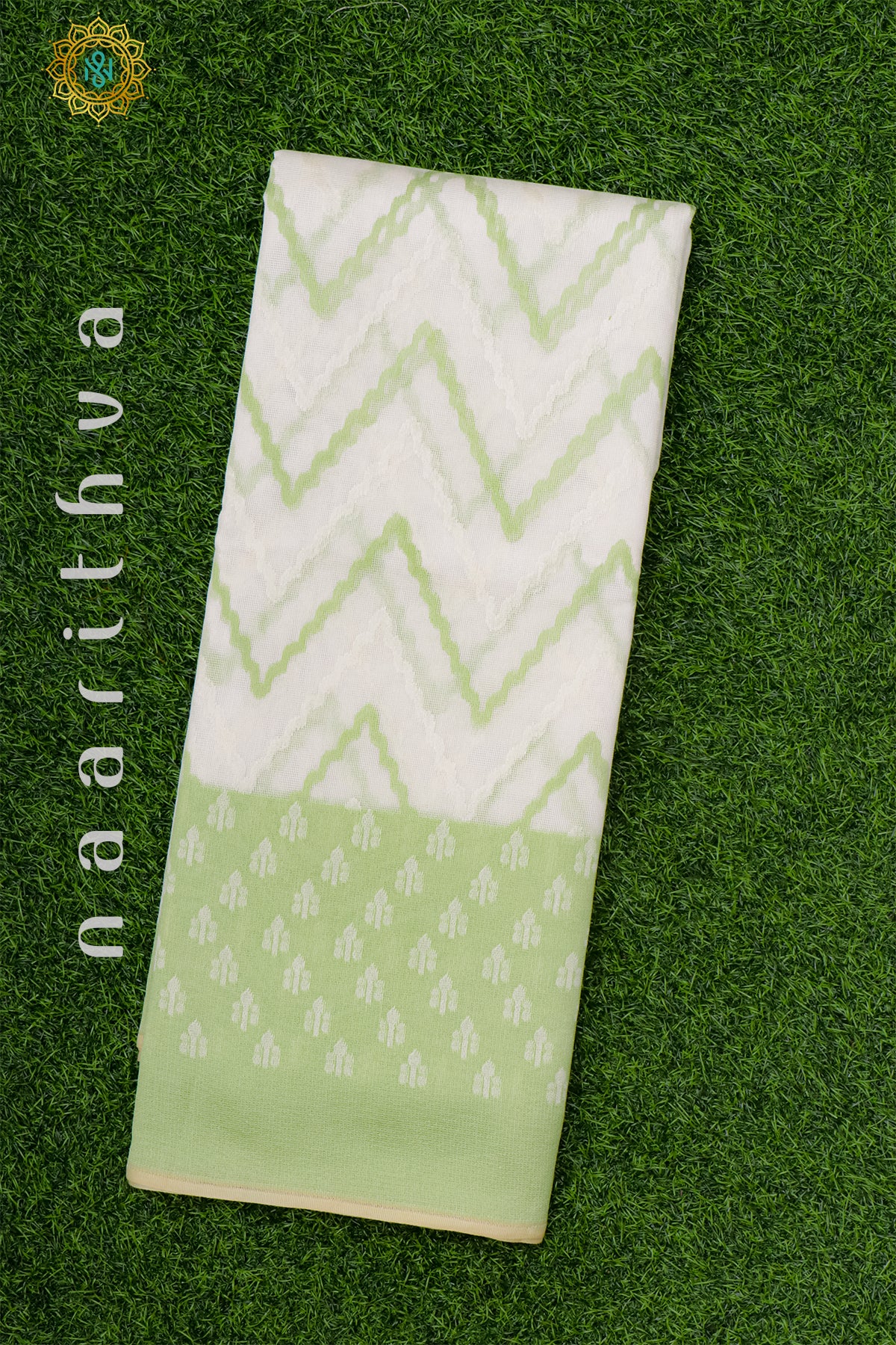 WHITE WITH GREEN - KOTA COTTON