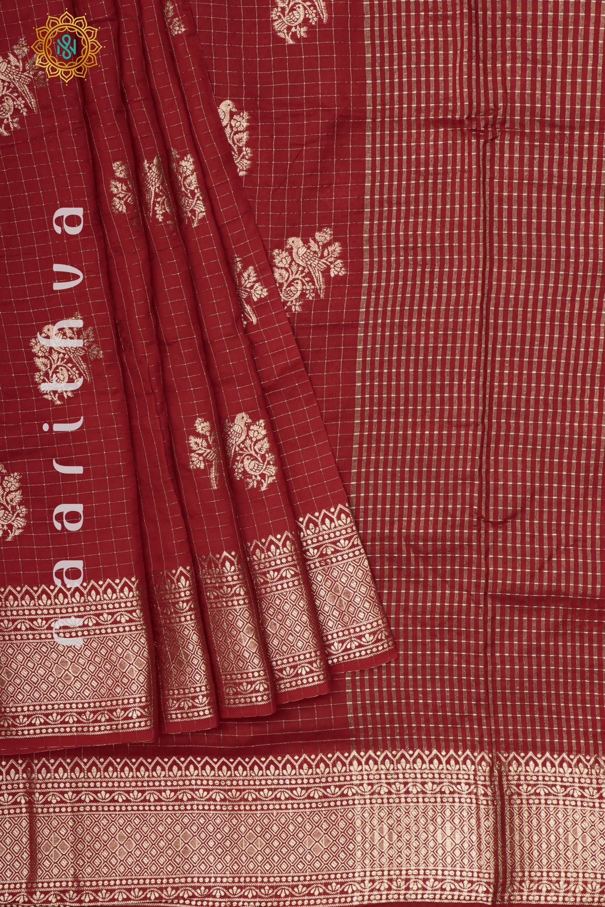 RED WITH GREEN - DOLA SILK