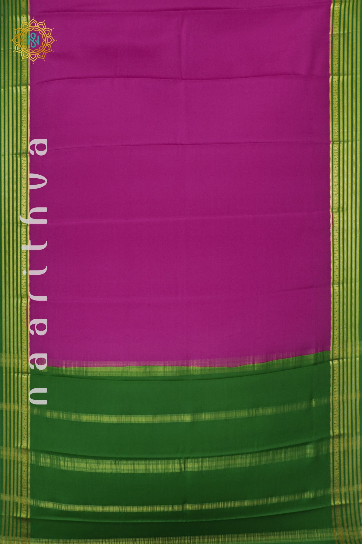 PINK WITH GREEN - PURE MYSORE CREPE SILK