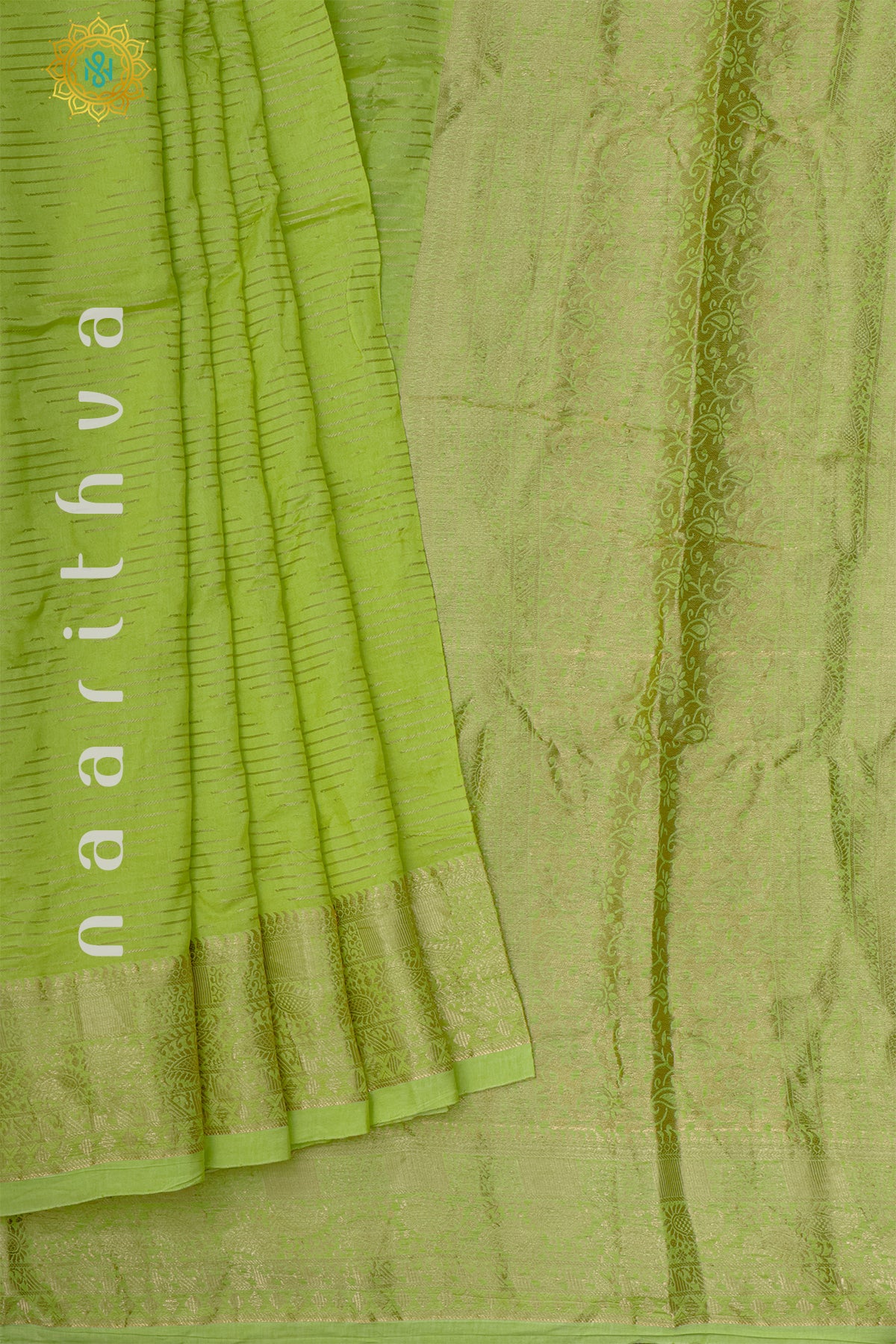 LIGHT GREEN WITH BOTTLE GREEN - DOLA SILK