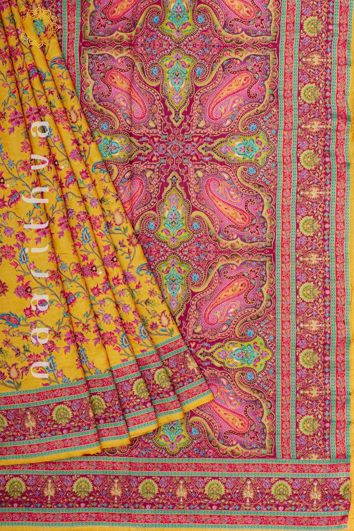 YELLOW WITH PINK - DOLA SILK