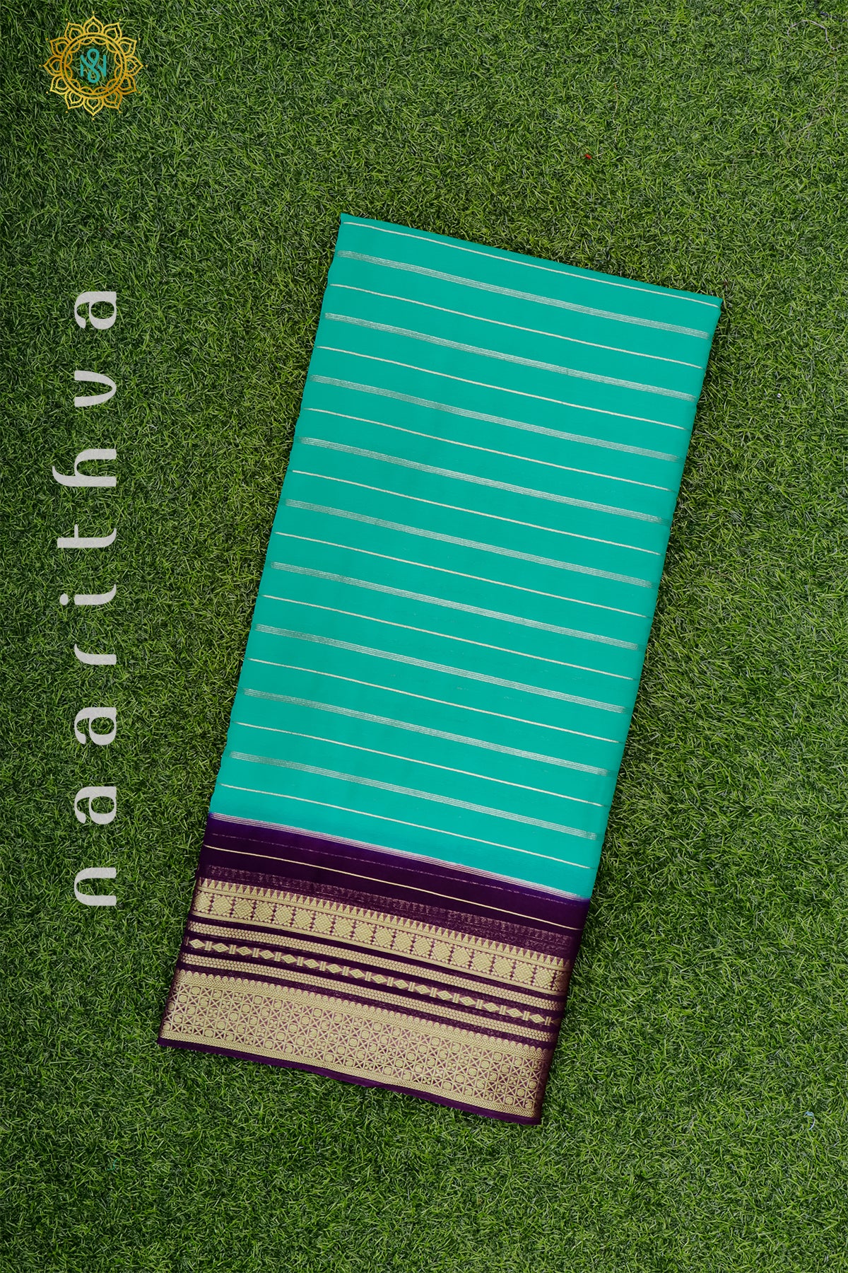 AQUA GREEN WITH PURPLE - SEMI GEORGETTE