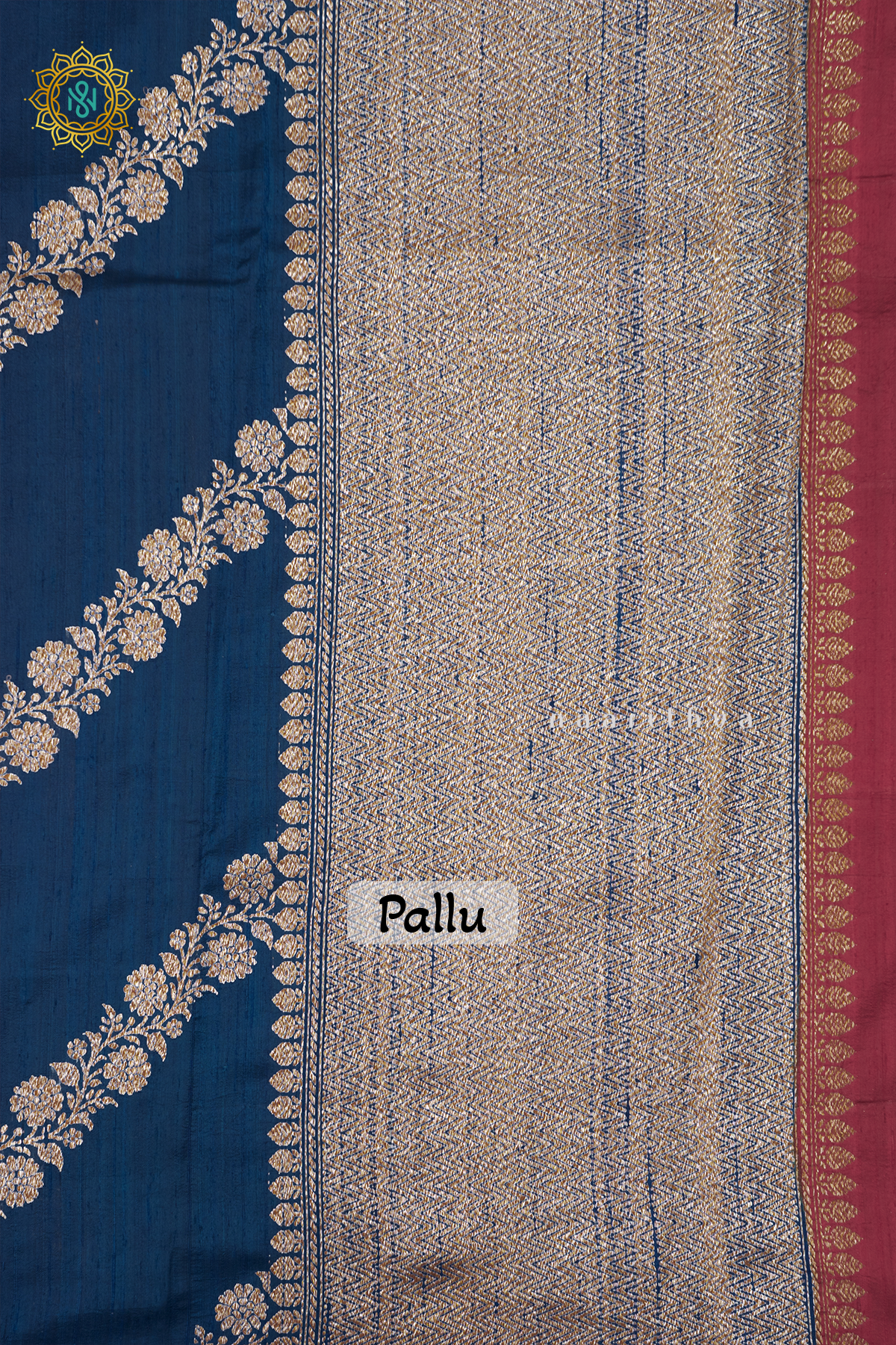 GERMAN BLUE WITH RED - PURE BANARASI RAW SILK