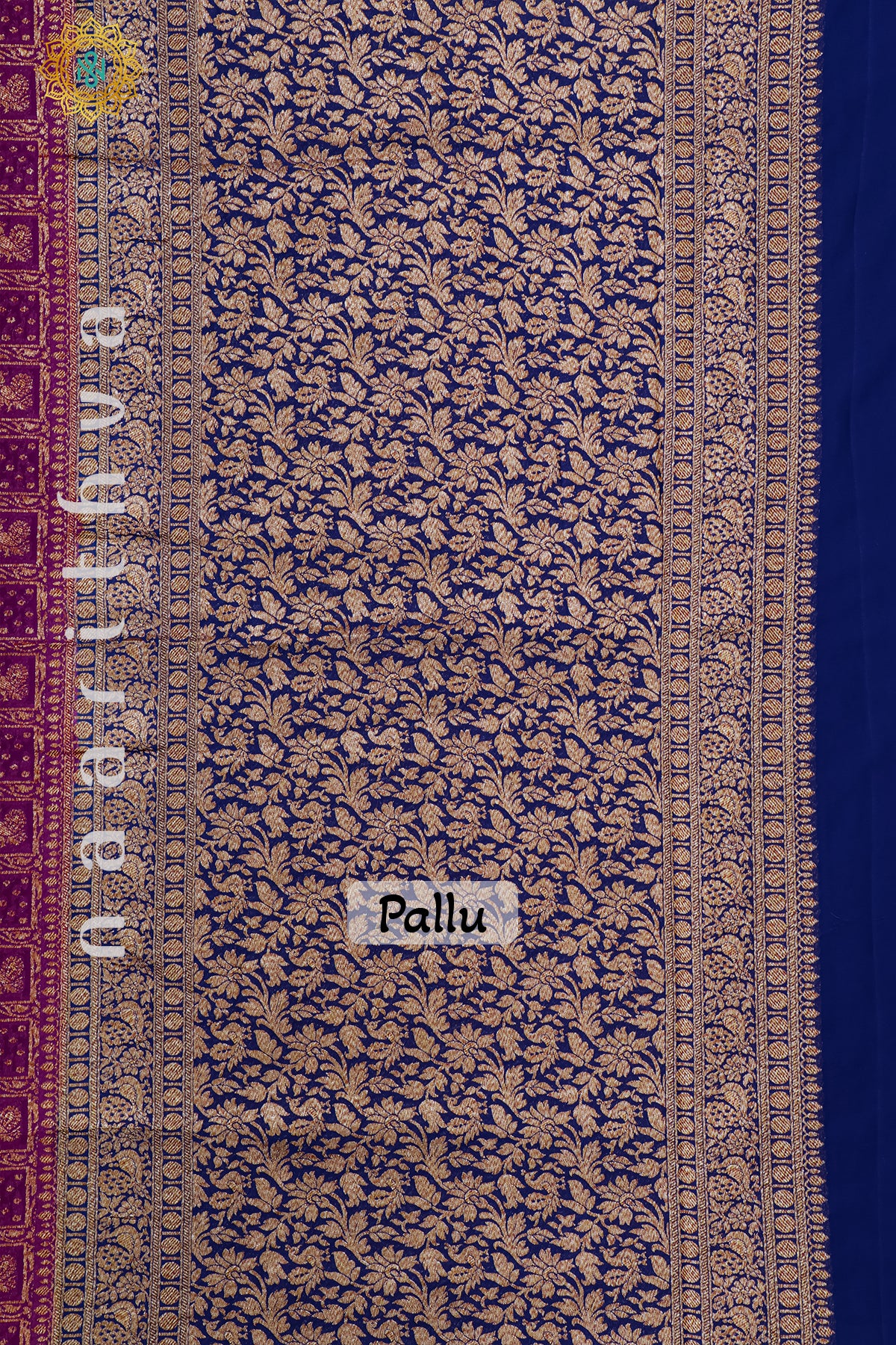 PINK WITH ROYAL BLUE - PURE HANDLOOM KHADDI GEORGETTE BANARAS