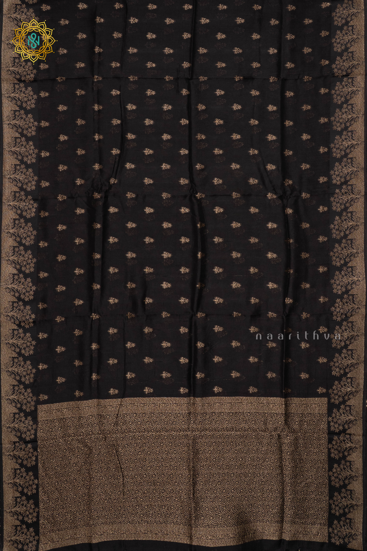 BLACK - SEMI TUSSAR SILK