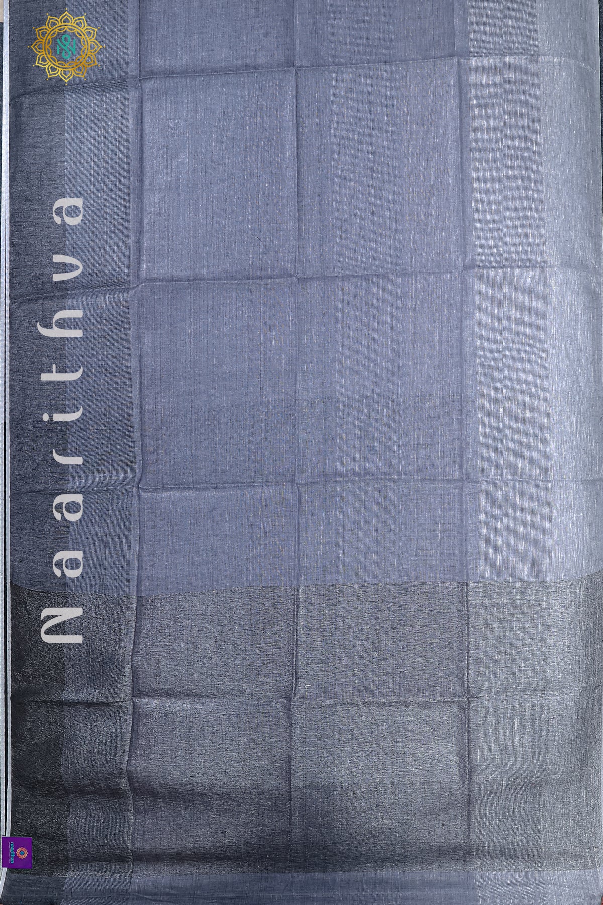 GREYISH BLUE WITH GREY - PURE LINEN