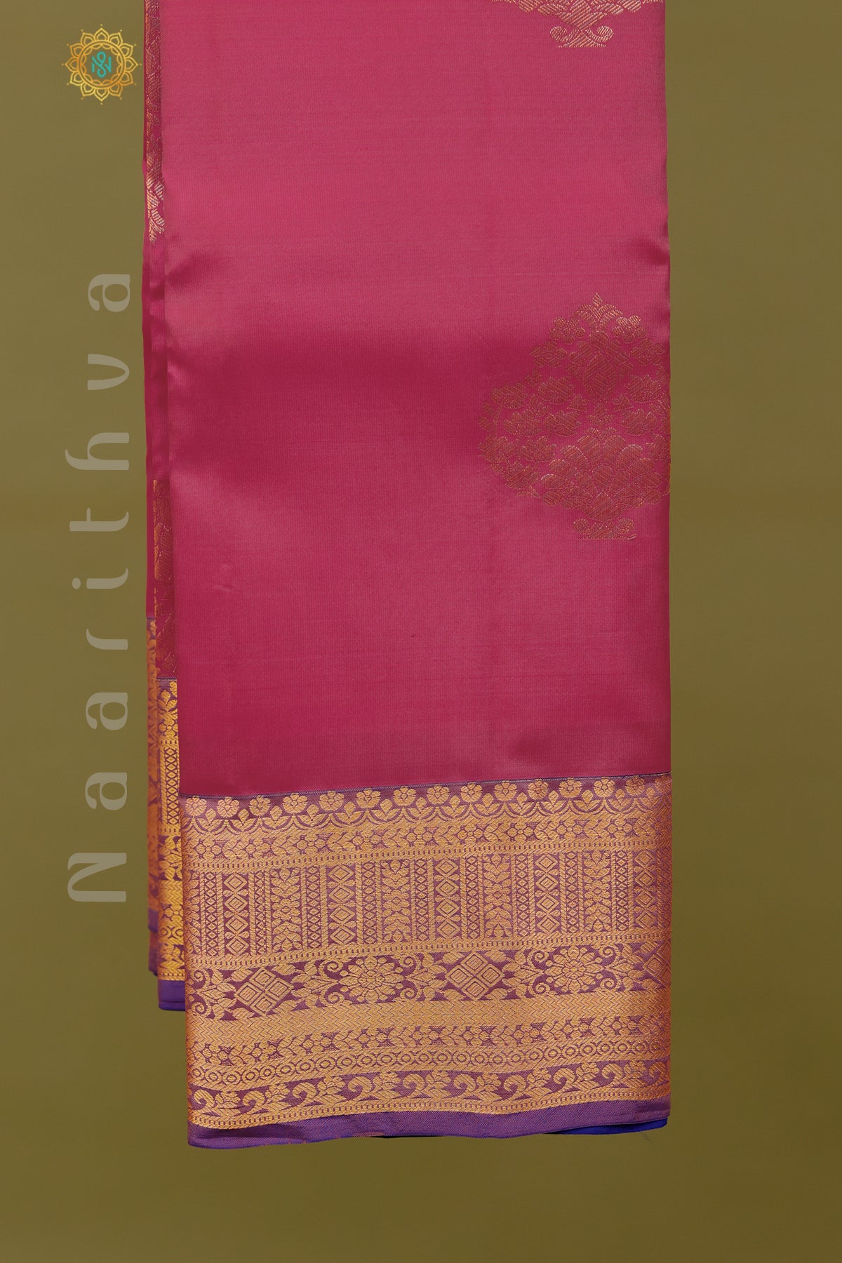 PINK WITH ROYAL BLUE - KANJIVARAM PURE MIX