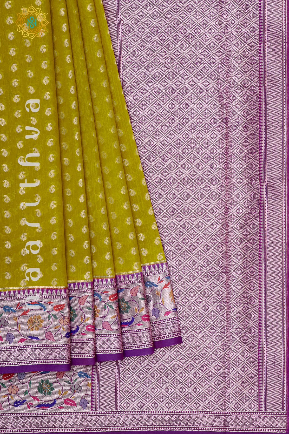 YELLOW WITH PURPLE - JUTE COTTON