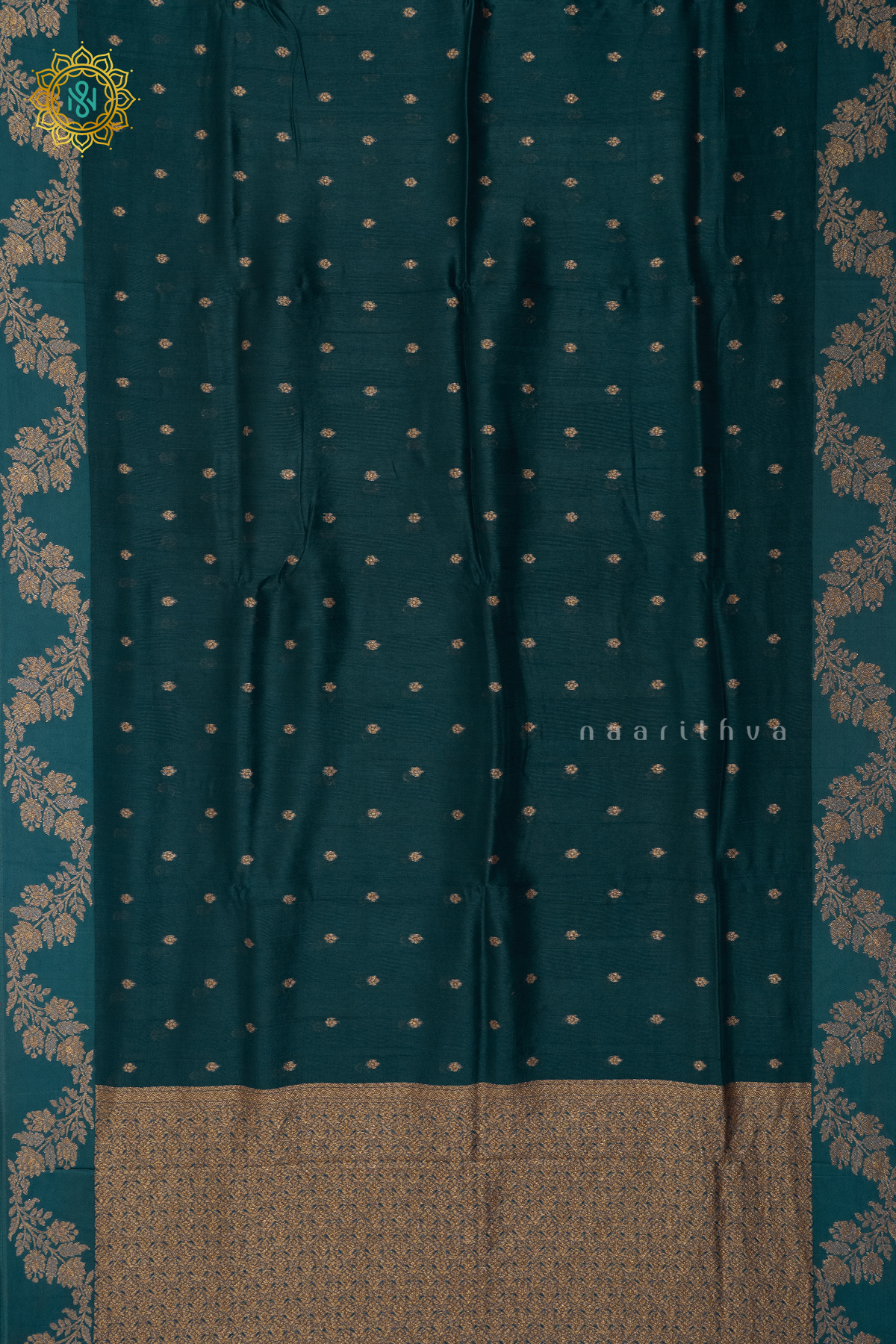 BOTTLE GREEN - SEMI TUSSAR SILK