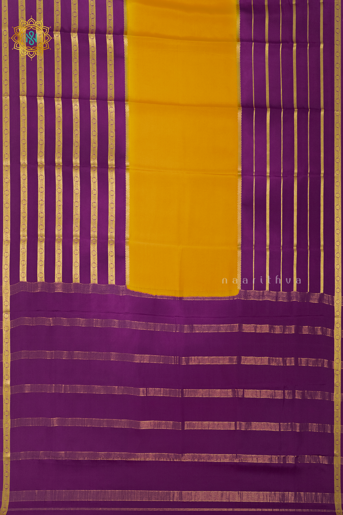 MANGO YELLOW WITH MAGENTA - PURE MYSORE CREPE SILK