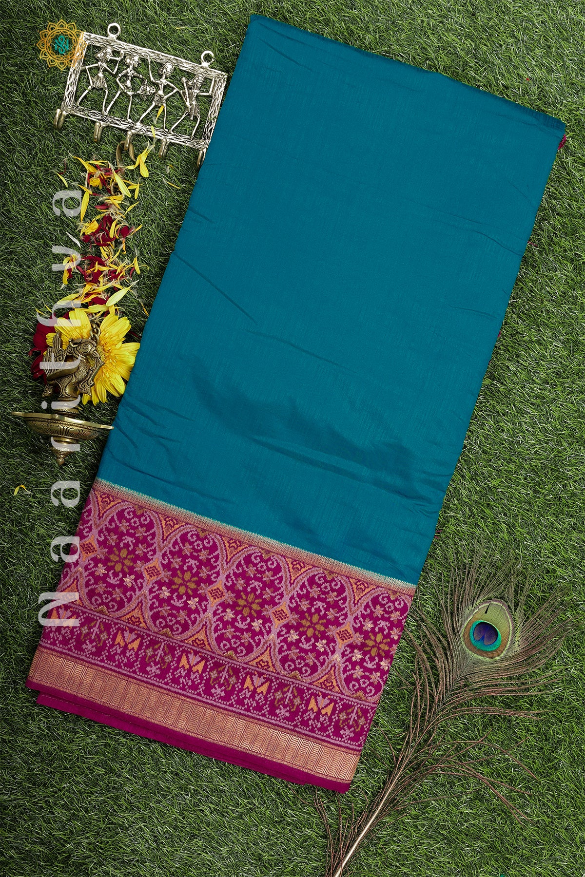 BLUE WITH PINK - SILK MIX PATOLA
