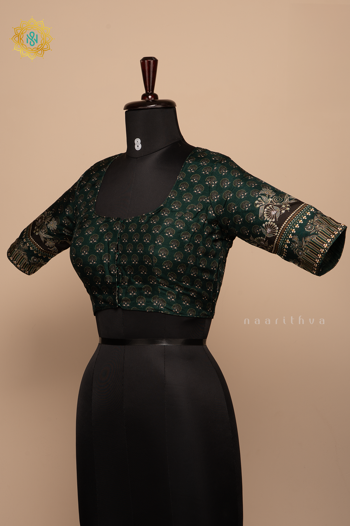 Green - Dola Silk Readymade Blouse Allover Prints On the Body