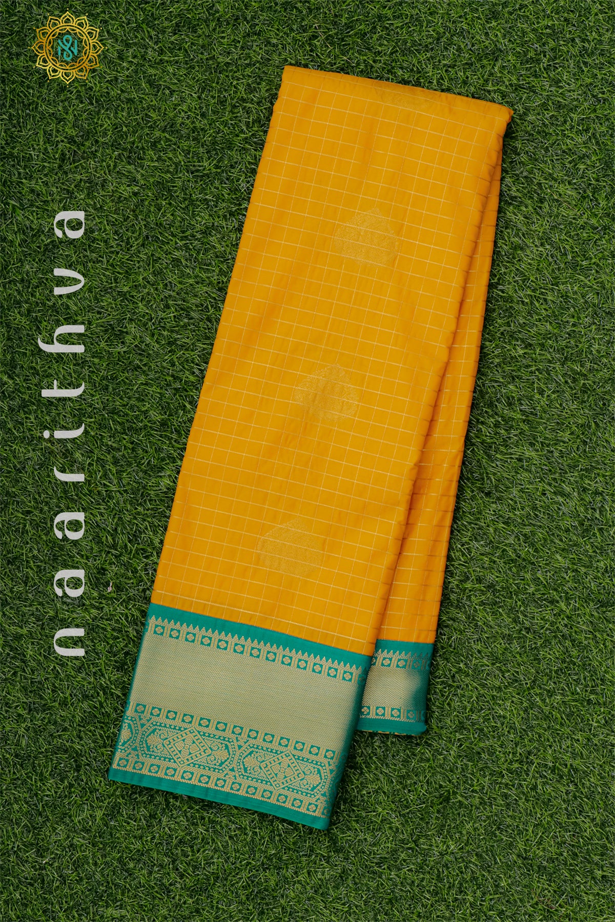 YELLOW WITH CYAN GREEN - SEMI KANCHI