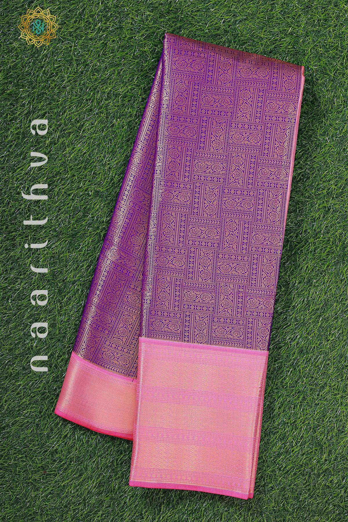 PURPLE WITH LIGHT PINK - SEMI KANCHI