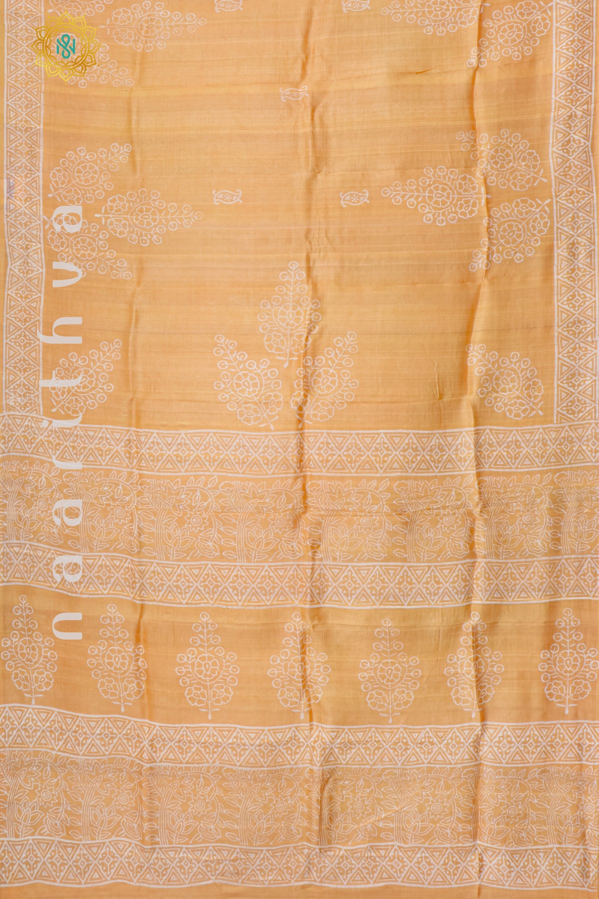 ORANGE - PURE MULBERRY SILK WITH BLOCK PRINT